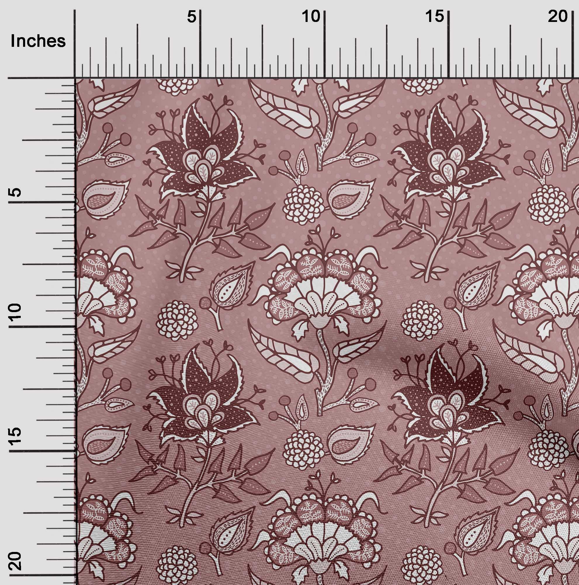 oneOone Viscose Chiffon Pink Floral Print Fabric by The Yard - 42 Inch Wide Jacquard Dress Material for DIY Clothing, Scarves & Home Decor