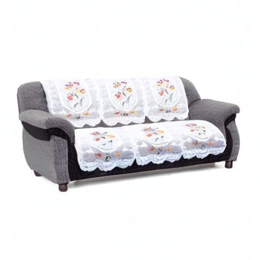Kuber Industries 2-Piece 3-Seater Sofa Cover - Soft Cotton Flower Print Furniture Protector | Perfect for Living Room, Bedroom & Home Decor (Model: CTKTC28689)