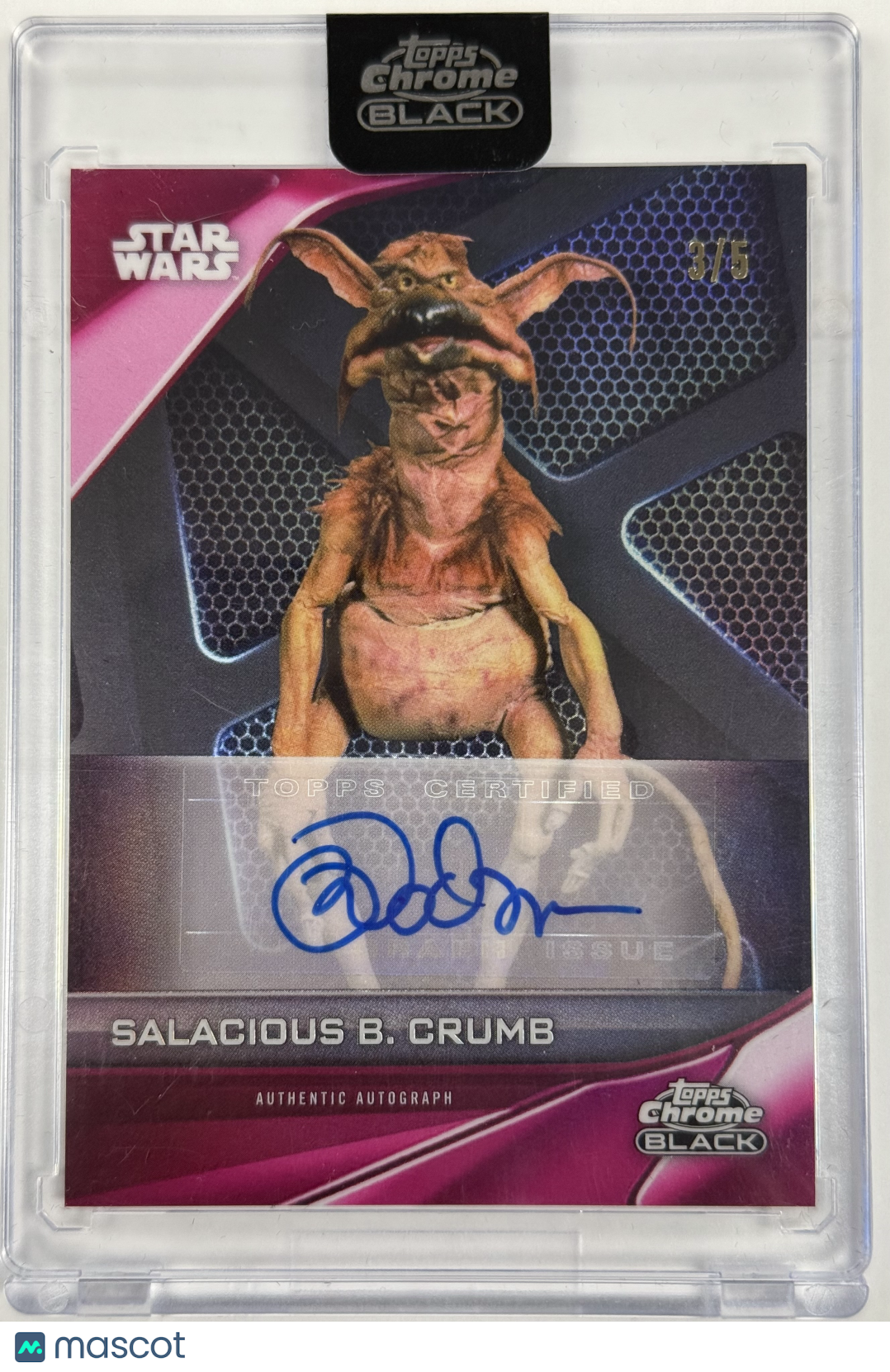 Topps Chrome Black Salacious B. Crumb Autograph Card 3/5 #A MD - Rare Star Wars Collectible for Display & Investment