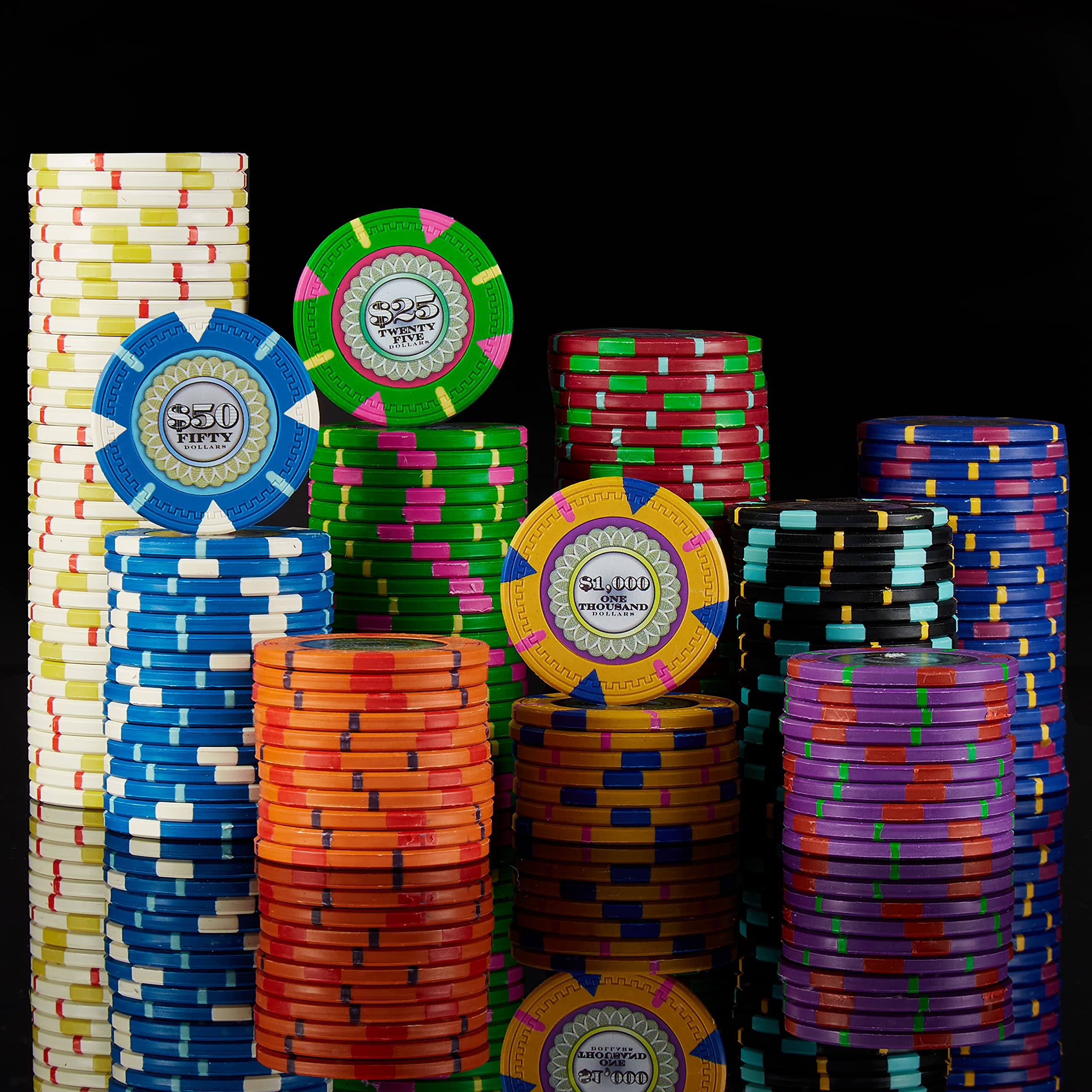 500 Premium 13.5g Clay Composite Poker Chips Set with Aluminum Case - Includes 2 Playing Card Decks, Dealer Button & 5 Dice by Claysmith Gaming | Perfect for Casino Nights, Home Poker Games & Poker Tournaments