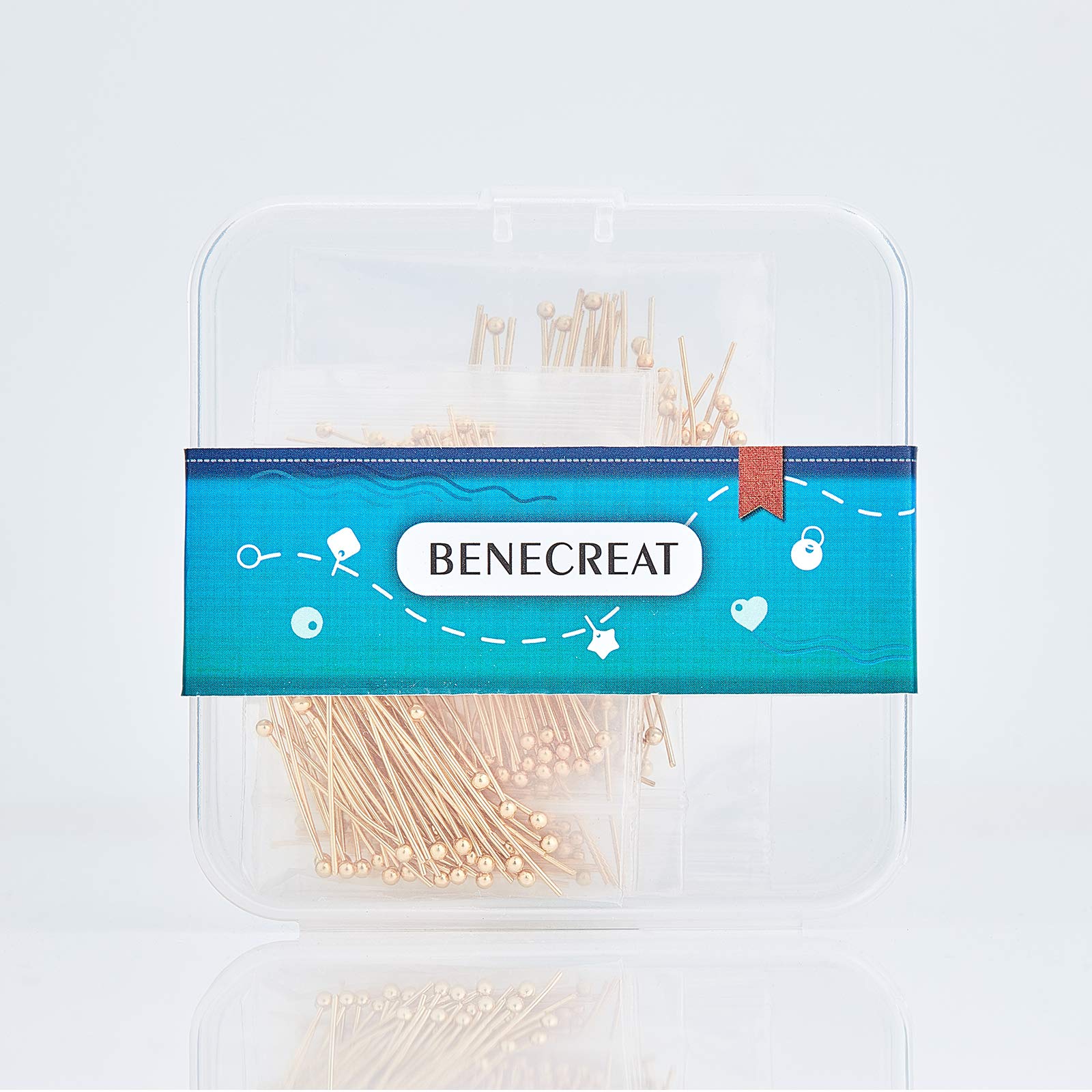 BENECREAT 220PCS 18K Real Gold Plated Ball Head Pins - Mixed Sizes for DIY Earrings, Jewelry Making & Crafting - Perfect for Beading, Wire Wrapping & Handmade Jewelry Designs