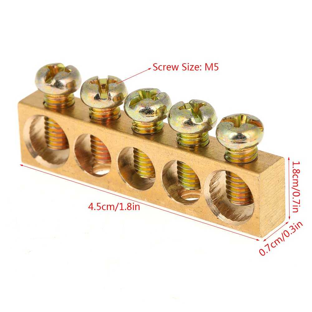 ViaGasaFamido 10pcs 5 Hole Brass Ground Bar - Electrical Wiring & Distribution for Home/Workshop