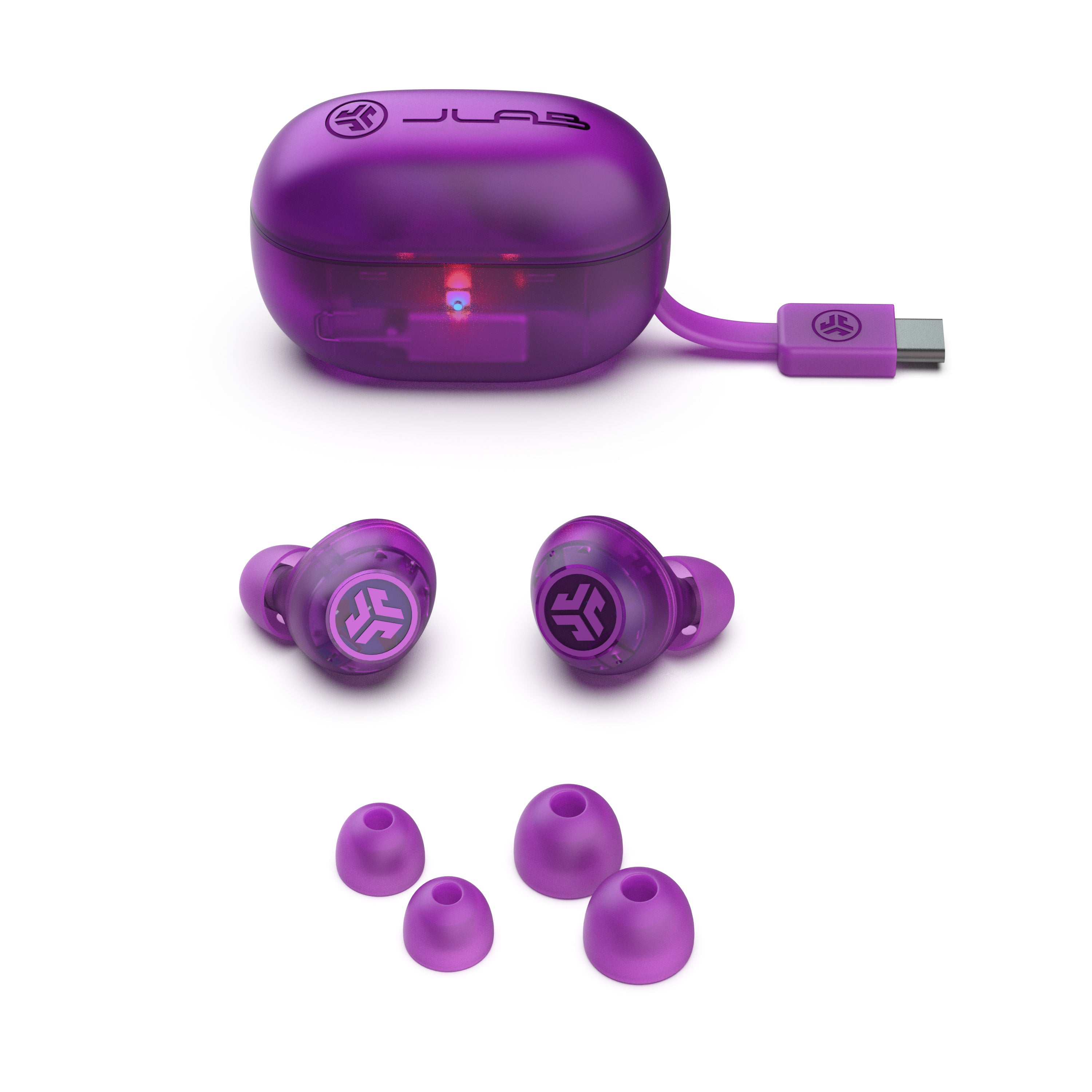 Go Pop ANC True Wireless Earbuds - Transparent Purple Bluetooth Headphones with Active Noise Cancelling | Perfect for Gym, Running & Travel