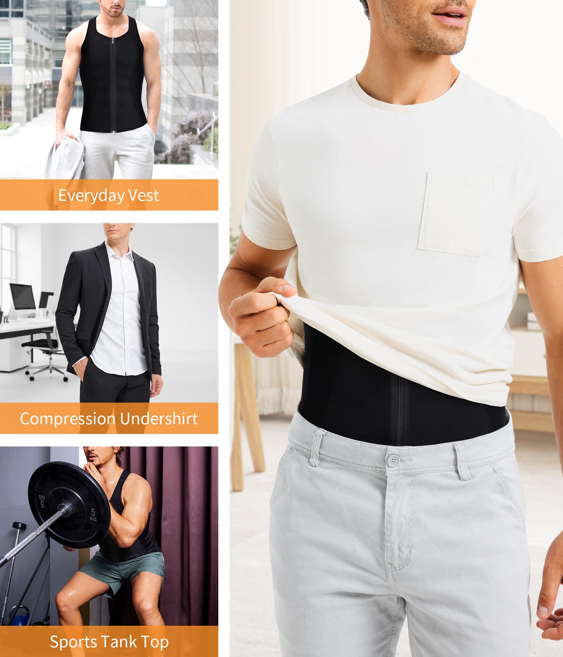 BRABIC Men's Sauna Sweat Vest Tank Top - Weight Loss Waist Trainer Shirt for Workout & Gym | Slimming Fitness Apparel for Men | Perfect for Sauna Sessions, Running & Home Exercise
