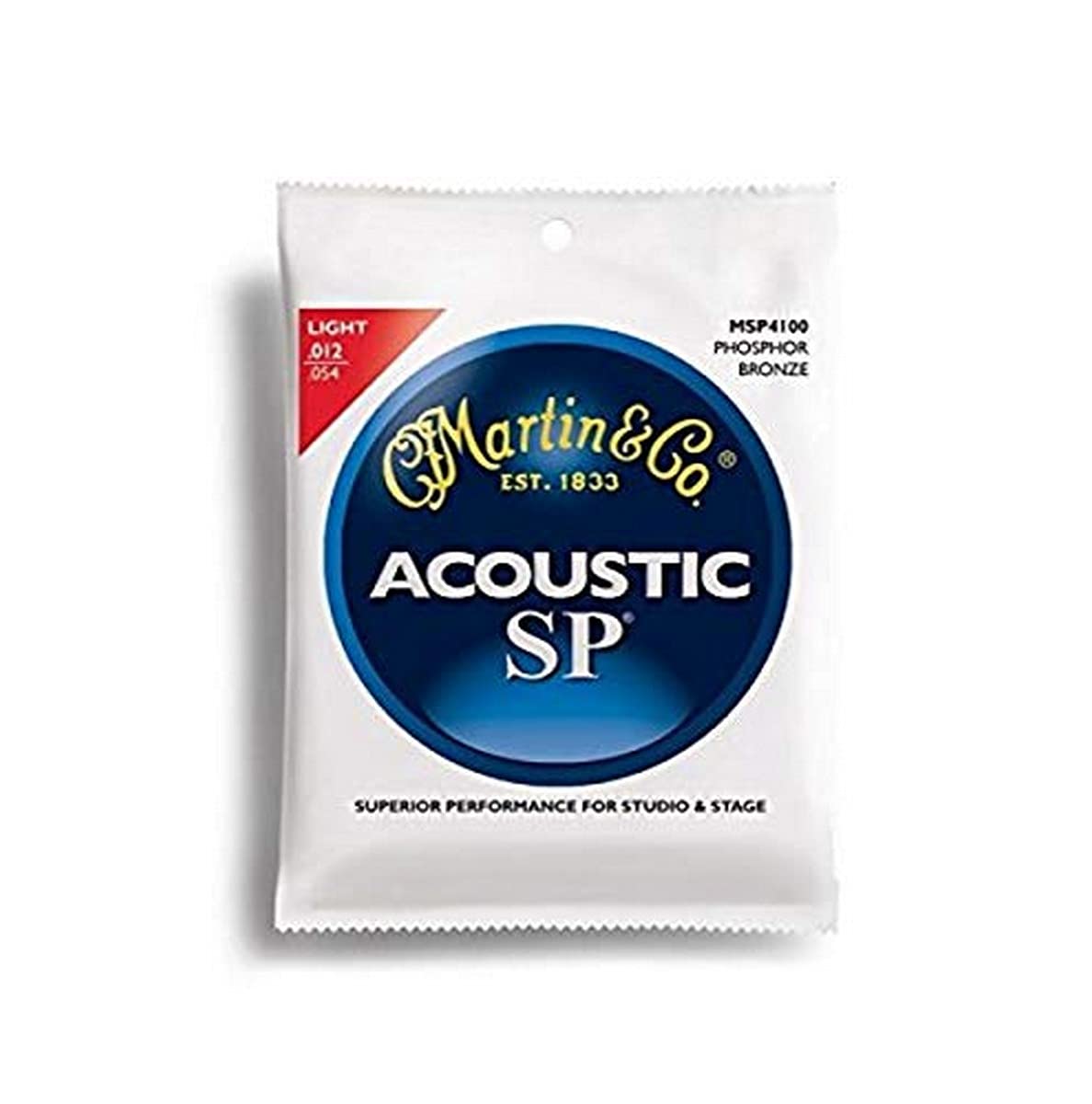 Martin MSP4100 SP Phosphor Bronze Acoustic Guitar Strings - Light Gauge (12-54) for Warm Tone & Longevity | Perfect for Folk, Country & Fingerstyle Playing