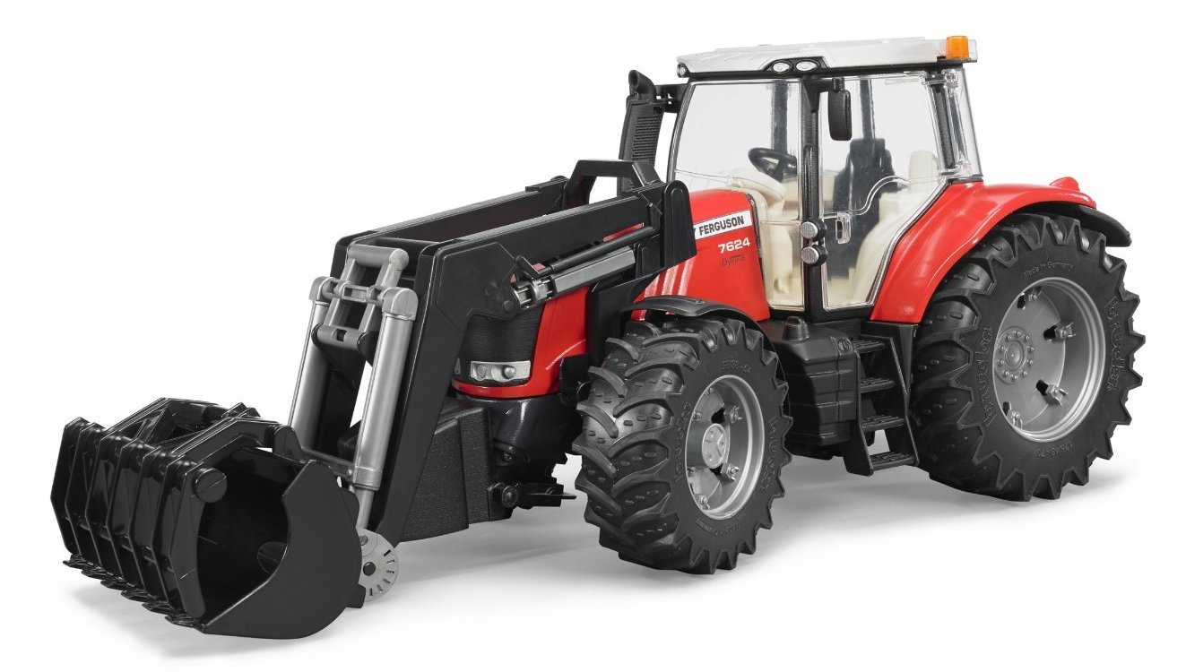 Bruder Massey Ferguson 7600 Tractor Toy with Front Loader - Realistic Farm Vehicle for Kids, Durable Construction Play Set - Perfect for Imaginative Farming Scenes & Pretend Play