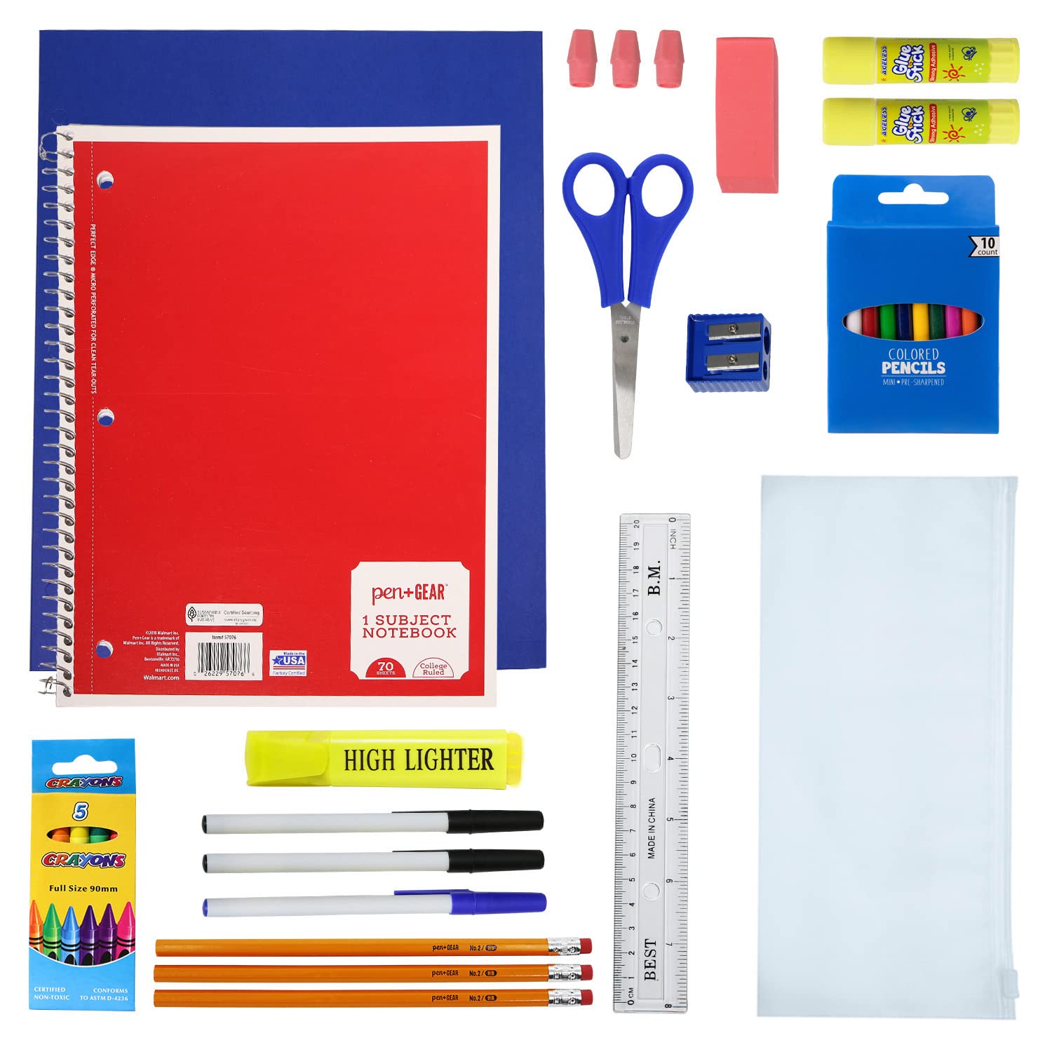 34-Piece Bulk School Supplies Kit - Includes Pens, Pencils, Crayons & More - 24-Pack Value Set for Elementary, Middle & High School Students - Perfect for Classroom, Homeschooling & Back-to-School Essentials