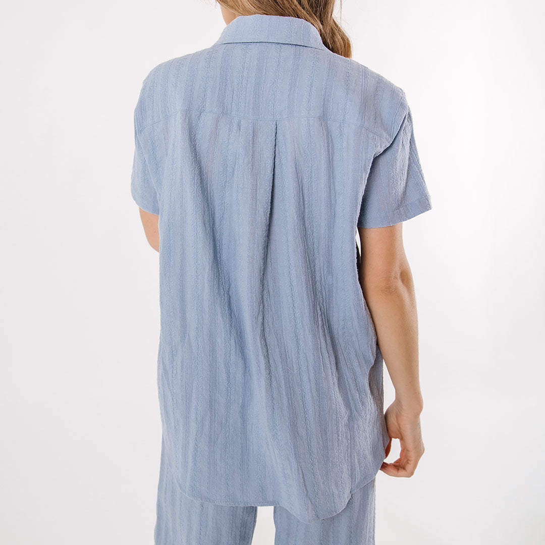Stylish Dusk Blue Cabana Shirt for Men - Breathable Summer Beachwear & Tropical Vacation Shirt - Perfect for Pool Parties, Beach Outings, and Casual Wear