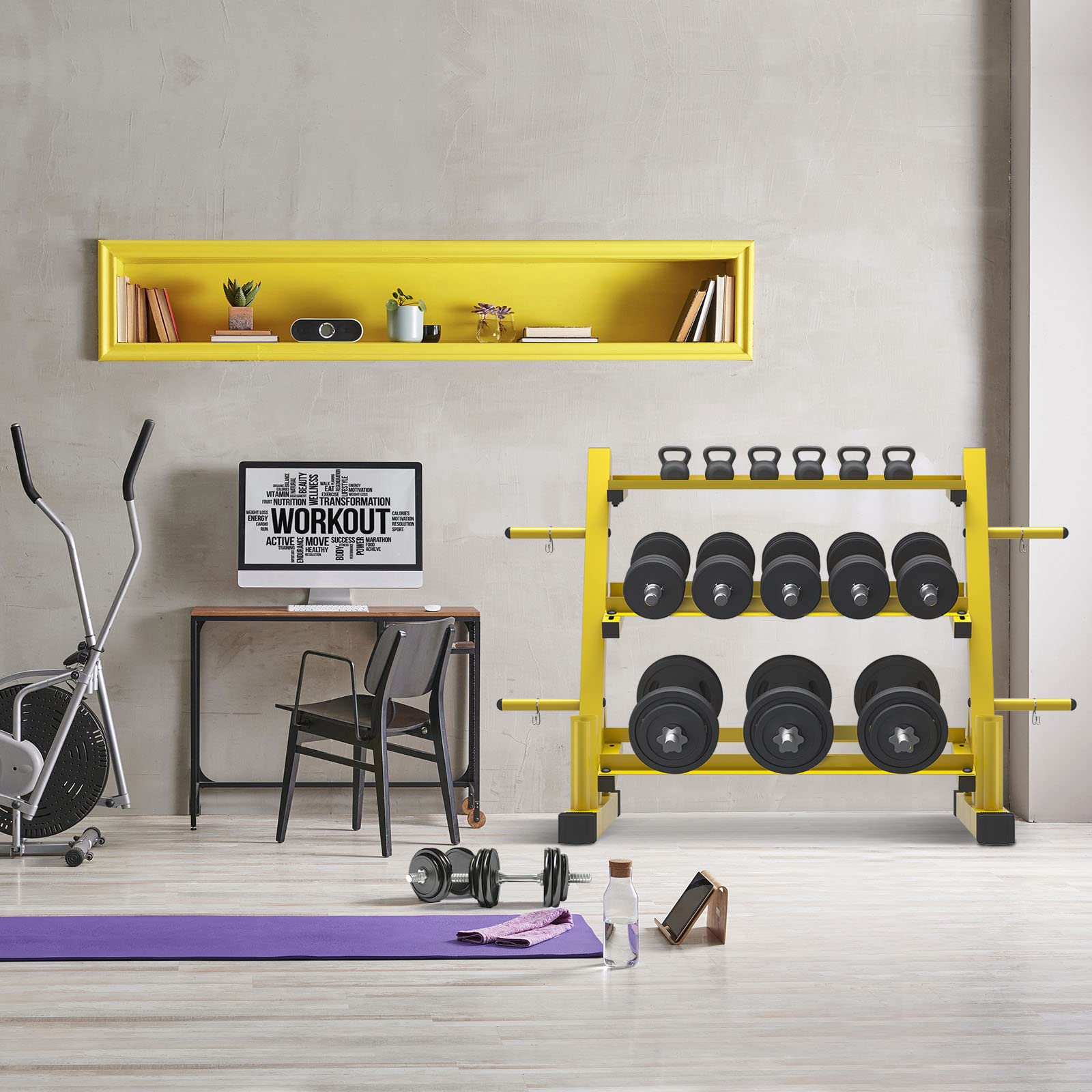 Multifunctional Dumbbell Rack & Weight Stand for Home Gym - Organize Dumbbells, Weight Plates & Curl Bars - Perfect for Garage, Basement & Home Workout Space