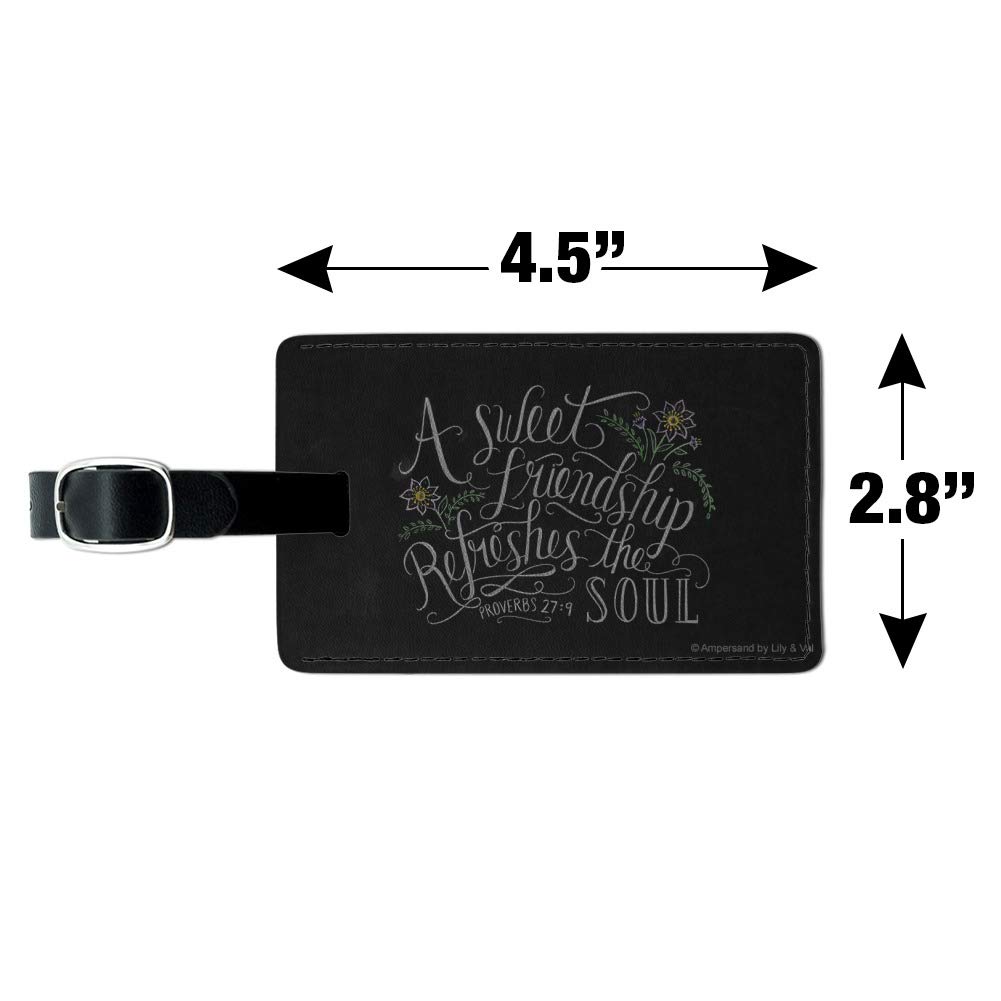 Sweet Friendship Refreshes Soul Leather Luggage Tag - Personalized Rectangle ID Card Holder for Travel Bags & Suitcases - Perfect for Vacation, Business Trips & Gift Giving