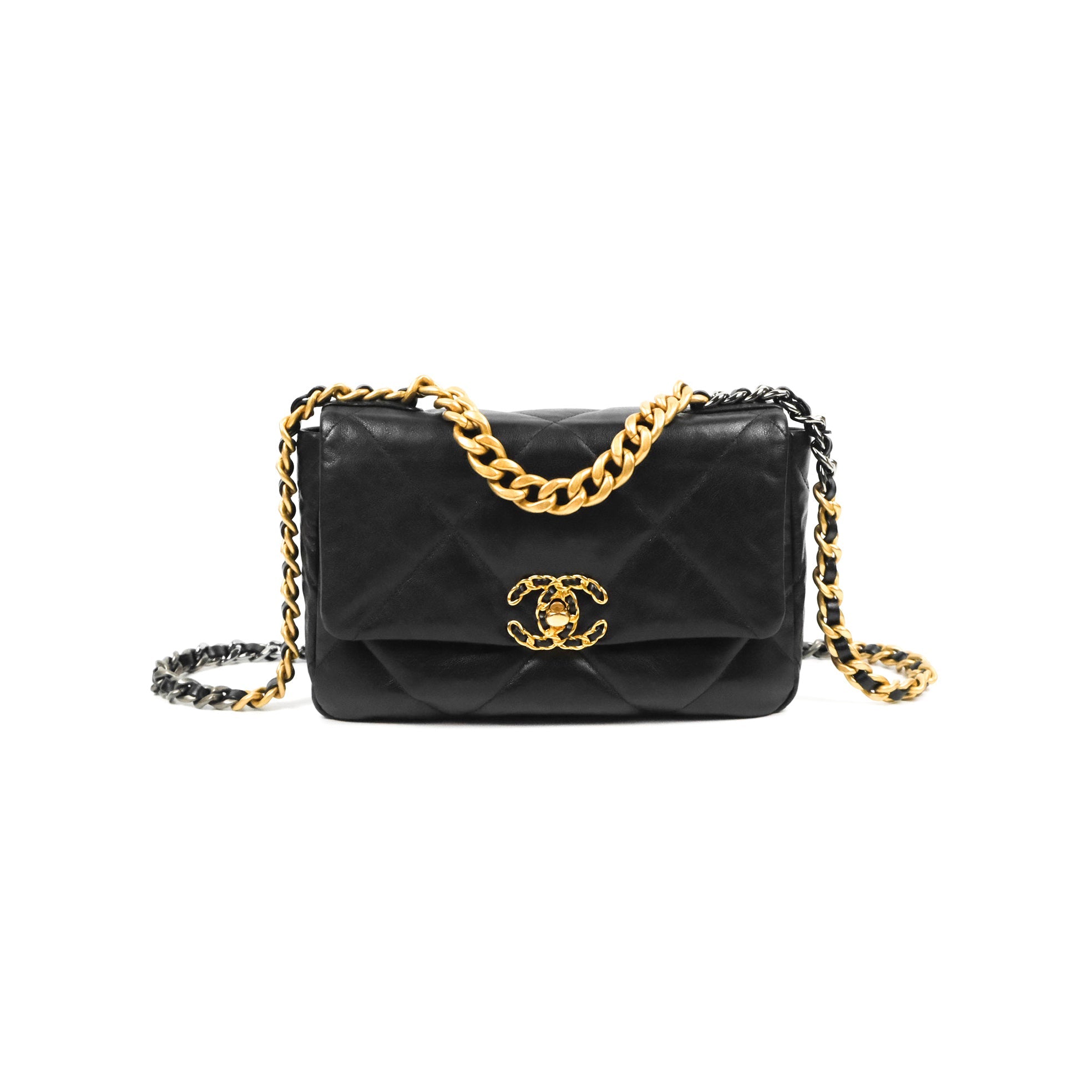 Chanel 19 Small Black Goatskin Leather Shoulder Bag with Mixed Metal Hardware - Perfect for Everyday Luxury & Evening Events