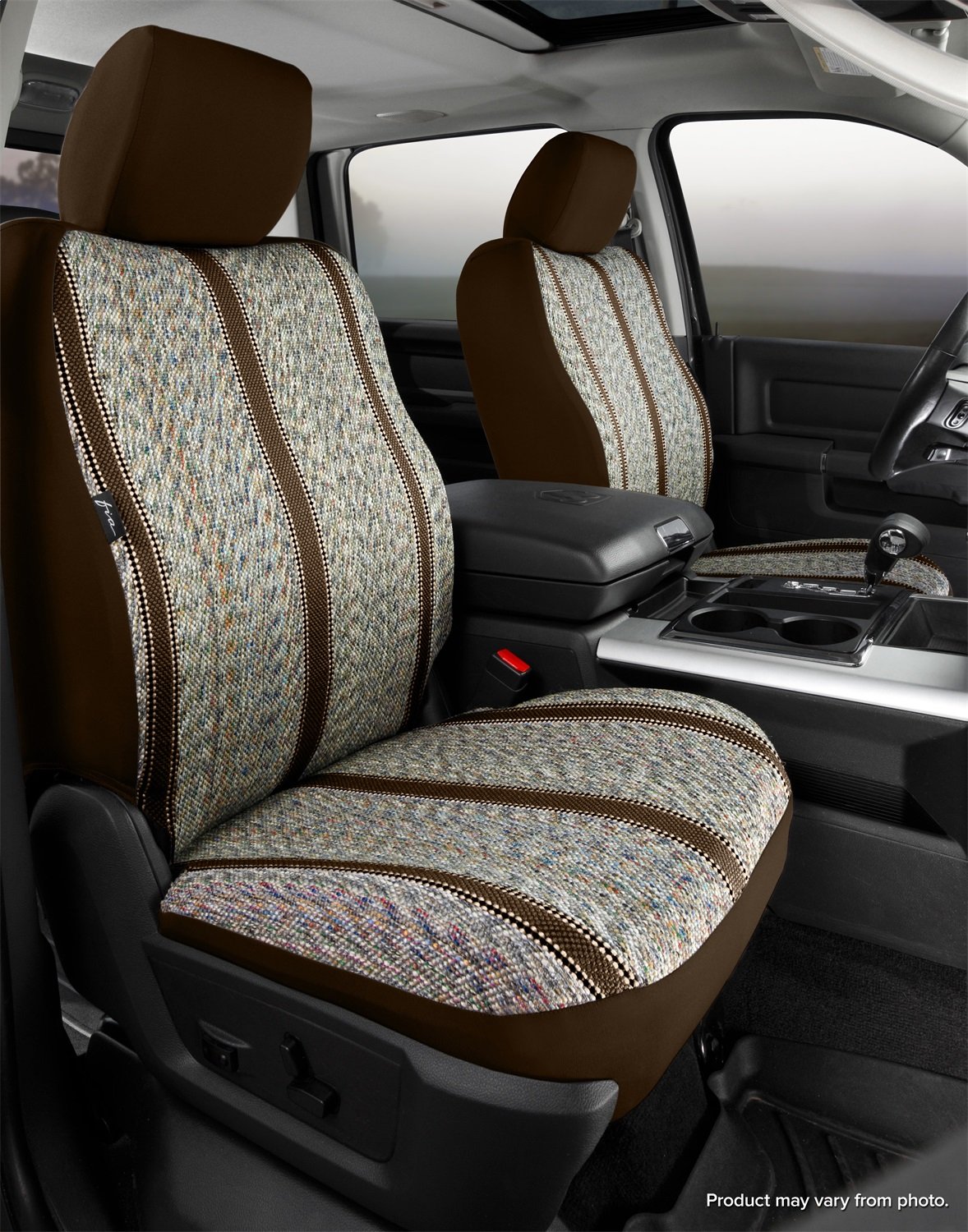 FIA TR43-5 Brown Truck Seat Cover - Heavy Duty Low Back Bucket Seat Protector for Pickup & Work Trucks - Waterproof & Non-Slip Design for Comfort & Durability