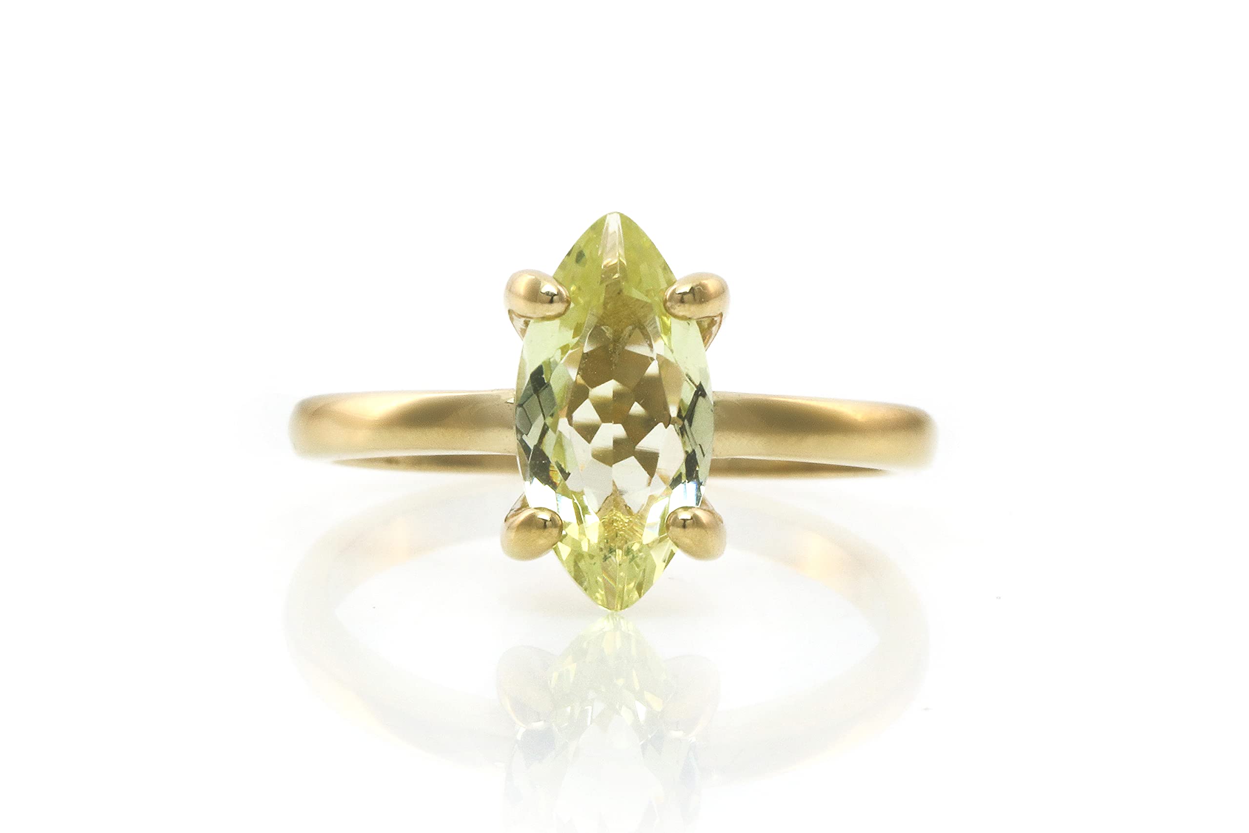 Lemon Quartz Anemone Ring - 14K Gold Custom Engagement Ring, Promise Ring, Fashion Jewelry - Handmade Elegant Ring with Gift Box for Anniversary, Wedding, Valentine's Day Gift
