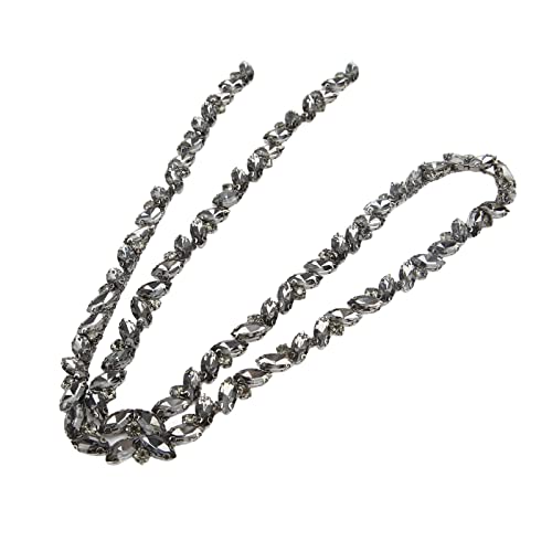 Gun Gray Rhinestone Chain - Exquisite Glass Claw Chain for Wedding Dresses, Clothing Accessories & DIY Crafts | Durable Decorative Jewelry for Bridal, Fashion & Handmade Projects
