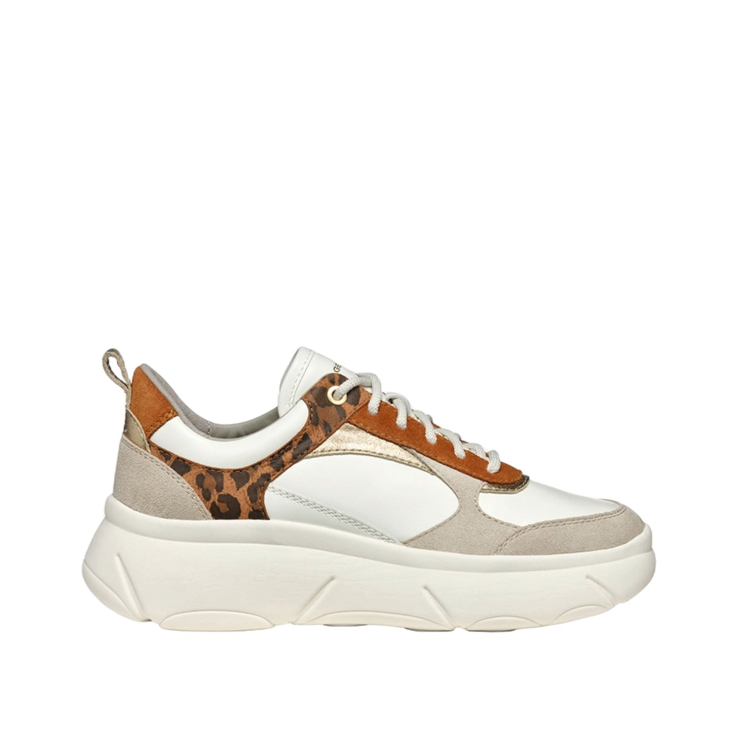 Geox Women's Nebula 2.0 X Sneakers - Comfortable Walking Shoes in Papyrus/Leopard Print - Perfect for Casual Wear, Travel & Everyday Comfort