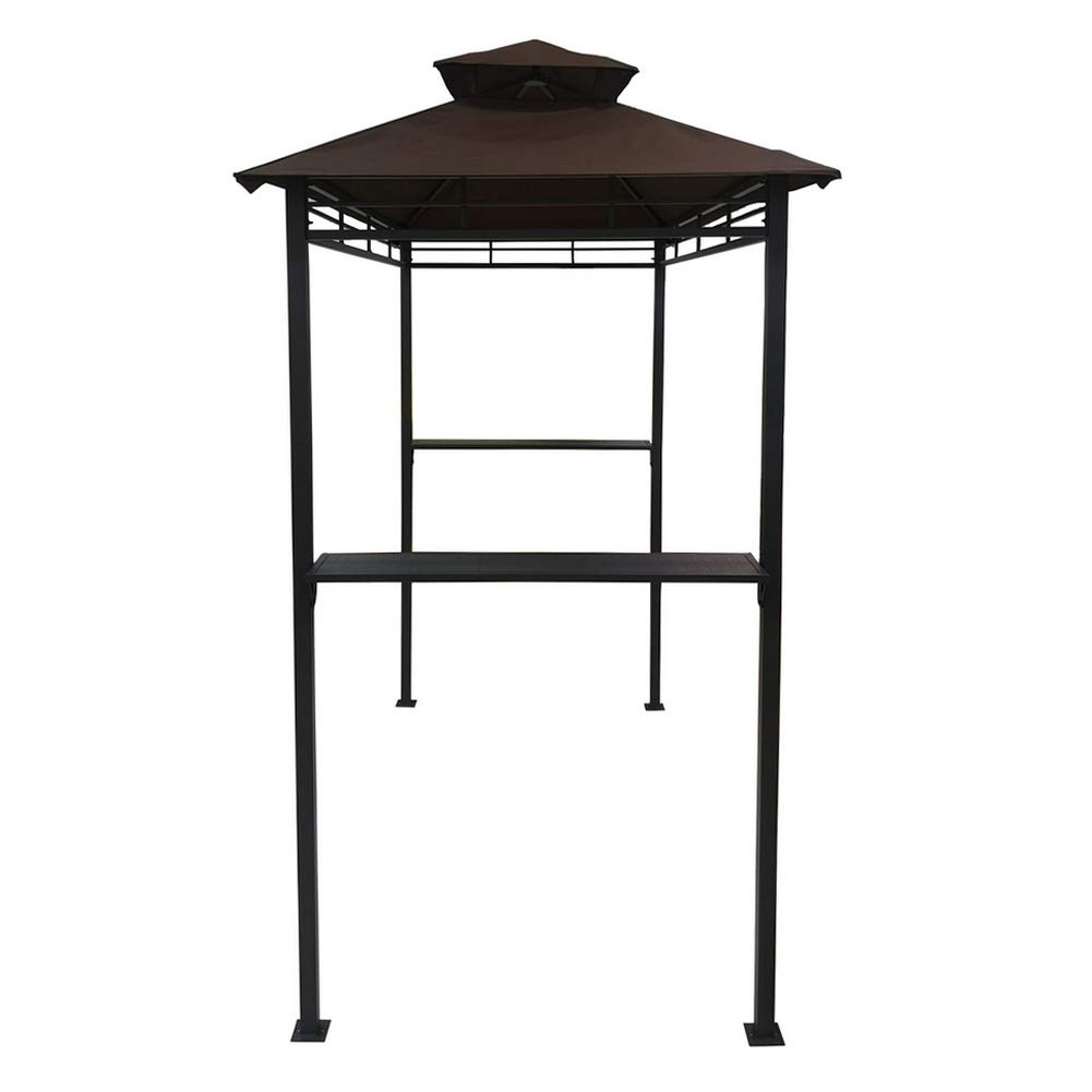 Palm Springs Deluxe 8FT Double-Tier BBQ Grill Tent - Brown Outdoor Canopy for Backyard, Picnic & Camping | Weather-Resistant Party Shelter
