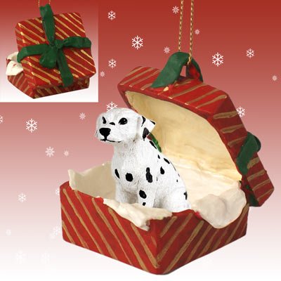 Dalmatian Red Gift Box Christmas Ornament - Handmade Holiday Decor for Tree, Home & Party | Perfect for Xmas Gifts, Stocking Stuffers & Festive Celebrations