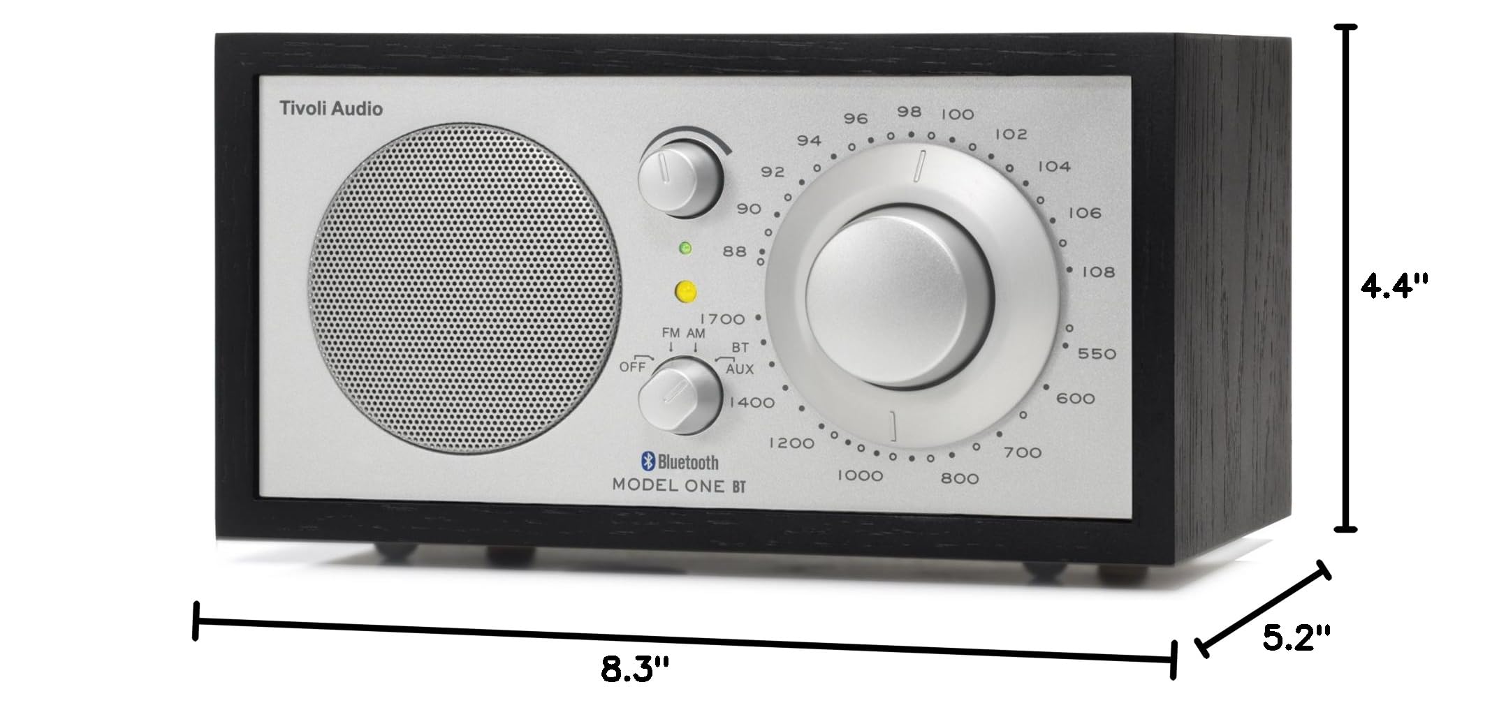 Tivoli Audio Model One Bluetooth AM/FM Radio - Premium Wooden Cabinet with Clear Sound, Wireless Streaming (Black Ash/Silver) - Perfect for Home, Office, and Bedroom Listening