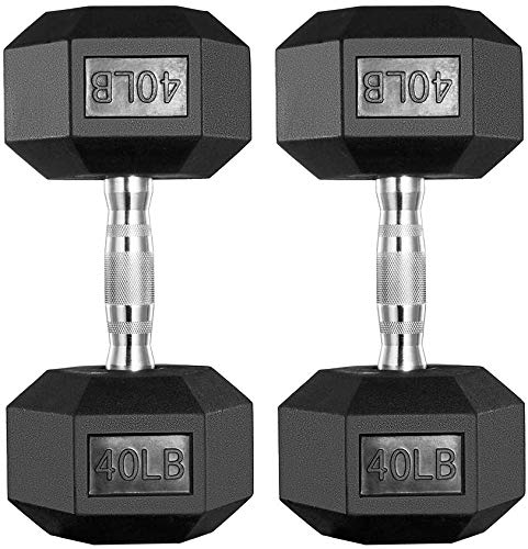 Best Rubber Coated Hex Dumbbell Set - Premium Cast Iron Free Weights for Home Gym & Strength Training | Papababe Black Dumbbells for Men & Women | Ideal for Weightlifting, CrossFit & Fitness Workouts