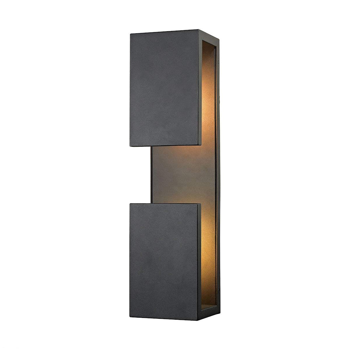 Elk Home 45232/LED Pierre 19-Inch High 1-Light Outdoor Wall Sconce in Textured Matte Black - Weatherproof Exterior Lighting for Porch, Patio, Garage & Entryway