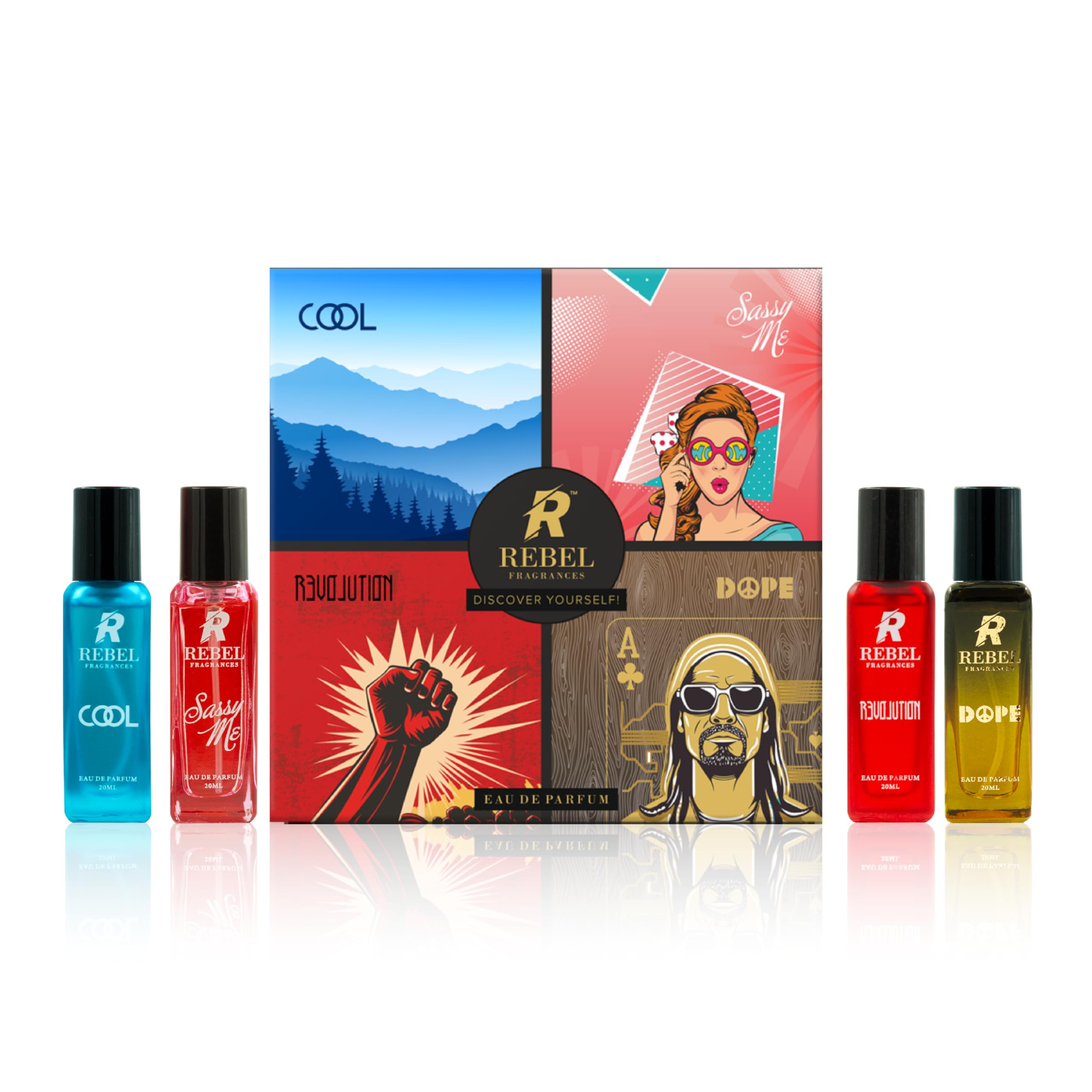 REBEL Luxury Perfume Gift Set - 4 x 20ml EDP Fragrance for Men & Women | Long Lasting Scent | Best Holiday & Birthday Gift | Perfect for Date Night, Parties & Special Occasions