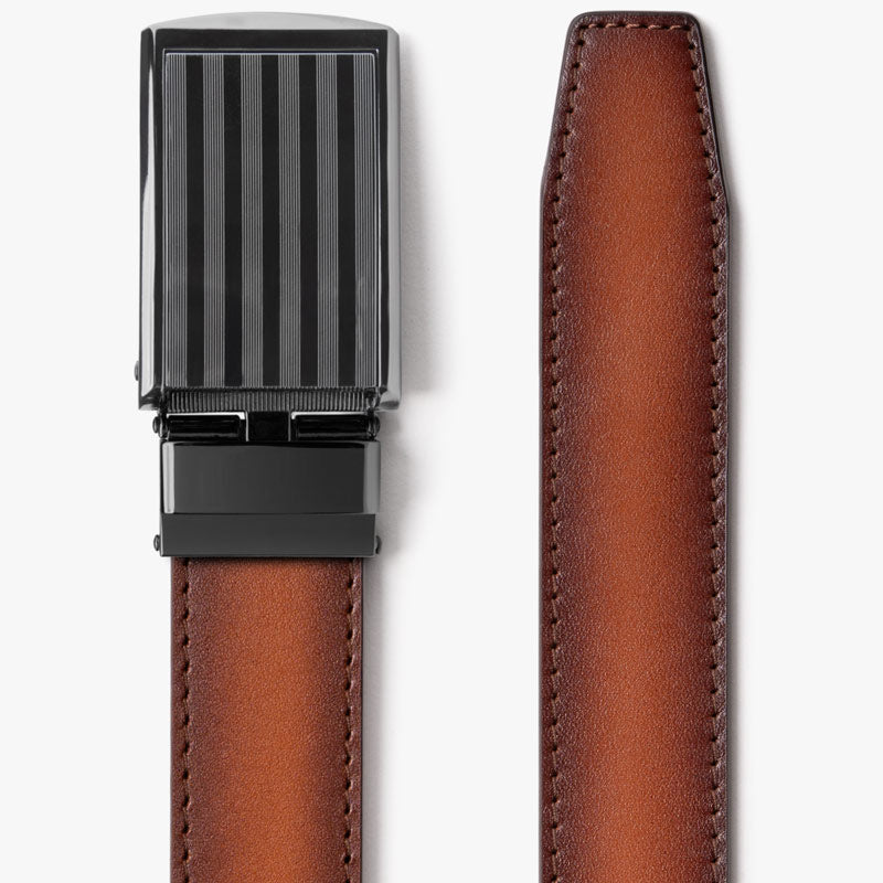 Premium Cognac Full Grain Leather Belt for Men - Genuine Leather Dress Belt with Classic Buckle - Perfect for Business, Casual & Formal Wear