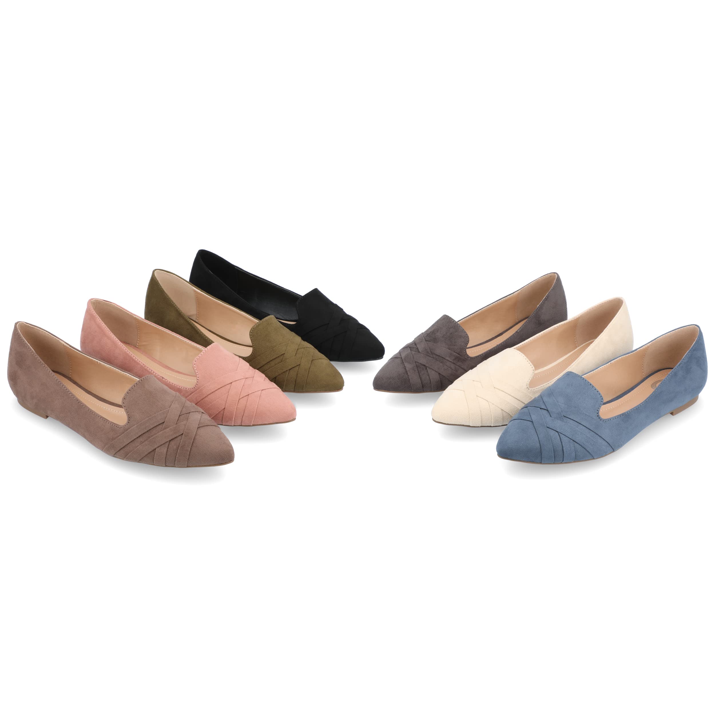 Journee Collection Women's Mindee Slip On Pointed Toe Loafer Dress Flats - Comfortable Grey Loafers for Women Size 7.5 - Perfect for Office, Business Casual & Everyday Wear