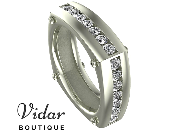 Exquisite 14K White Gold Men's Diamond Wedding Band – Elegant & Durable Ring for Engagement, Anniversary & Special Occasions