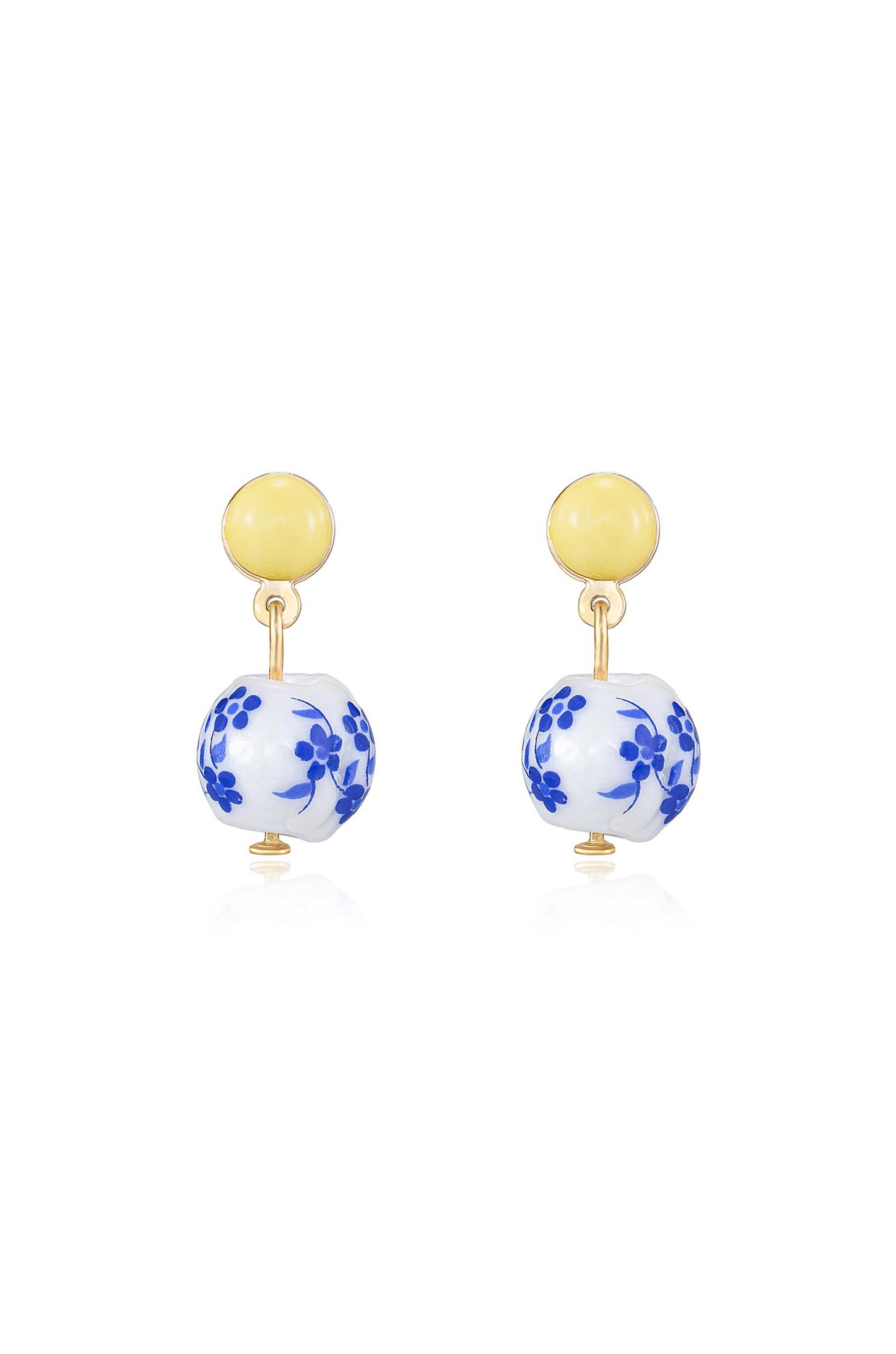 Indigo Floral Drop Earrings for Women - Handmade Bohemian Dangle Earrings - Perfect for Weddings, Parties & Everyday Wear