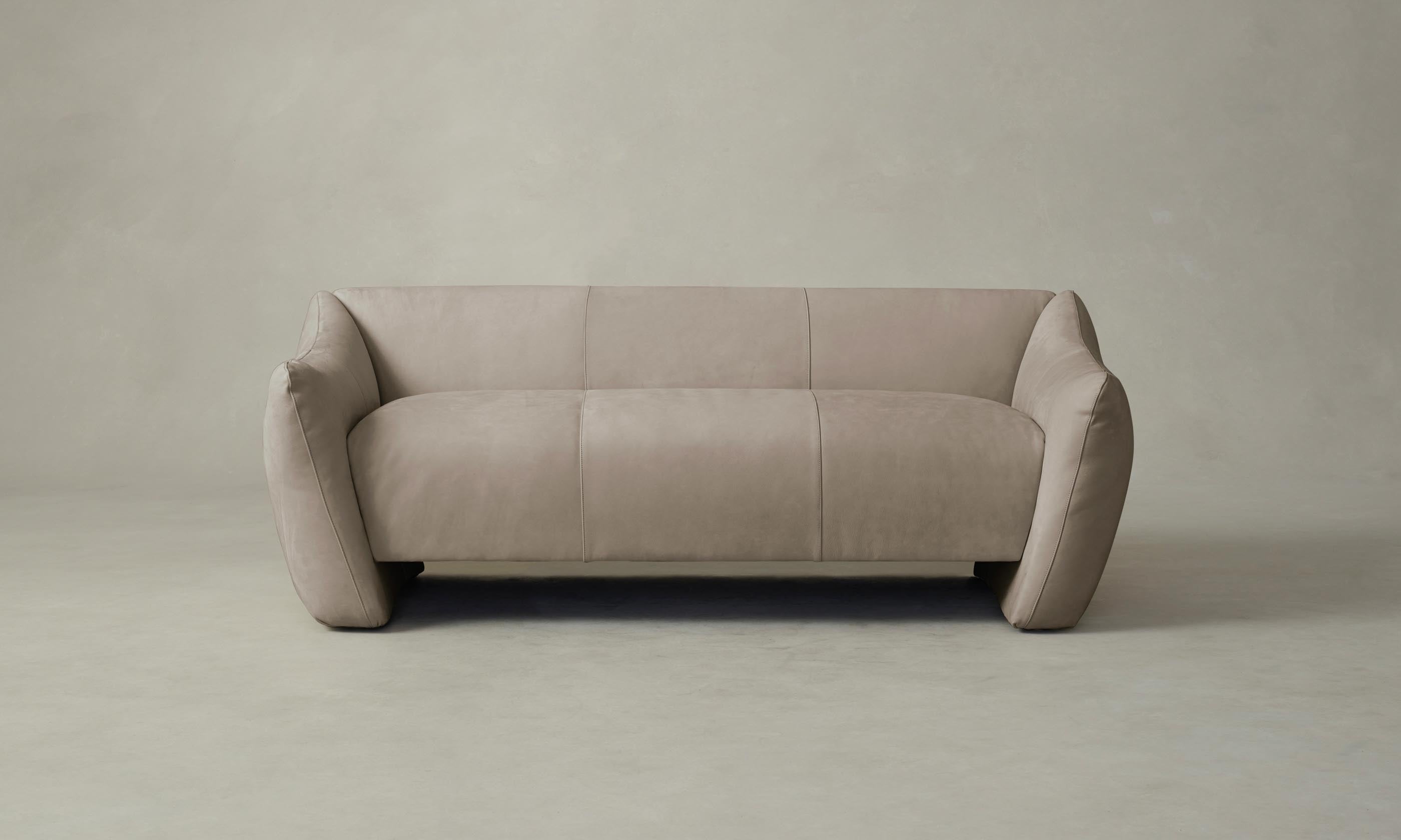 Premium Bond Settee - Genuine Nubuck Leather in Fawn Color | Luxury Living Room Sofa for Modern Home & Office Decor