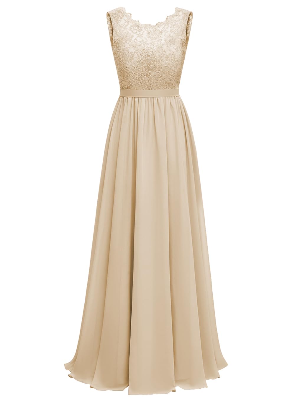 Elegant Sleeveless Lace Chiffon Maxi Dress for Women | Wedding Guest & Bridesmaid Formal Gown | Perfect for Evening Parties, Proms & Special Occasions