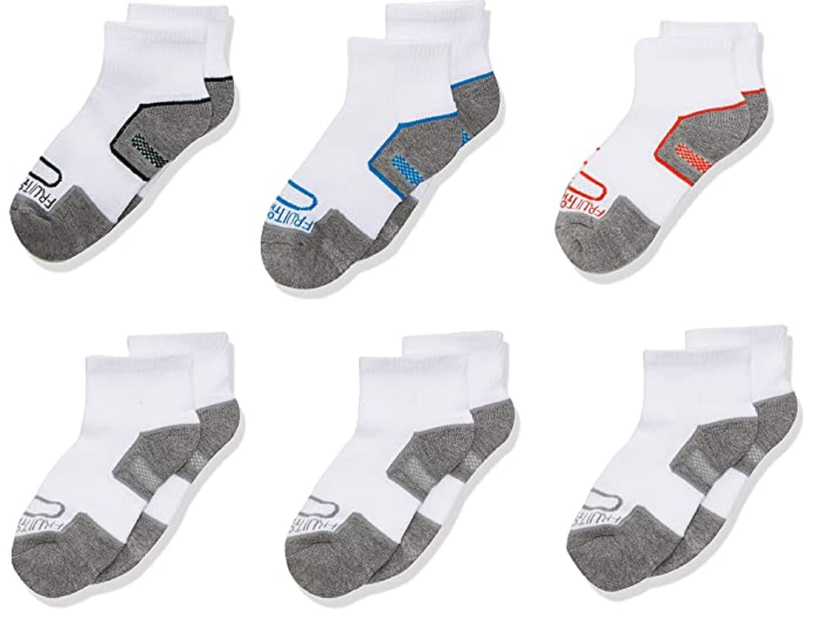 Fruit of the Loom Boys' 6-Pack Half Cushion Crew Socks - Soft Cotton Athletic Socks for School, Sports & Everyday Wear