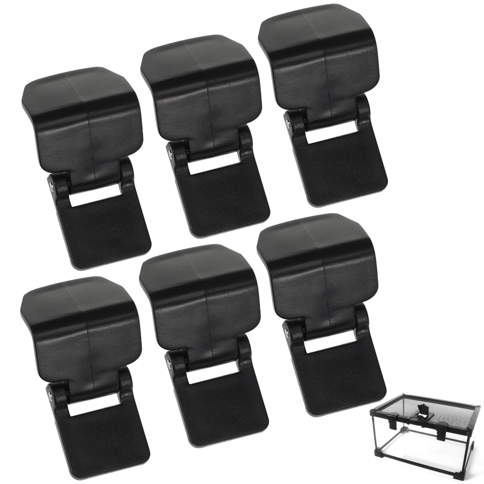 6-Piece Plastic Terrarium Screen Clips - Secure Terrarium Cover Clips & Escape-Proof Buckle Latches for Reptile Enclosures & Food Storage Containers | Ideal for Reptile Habitats, Gardening, and Kitchen Organization