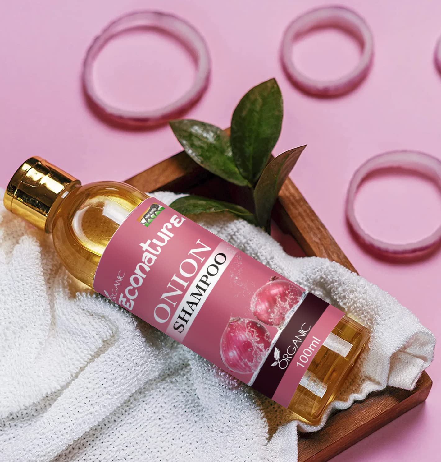 Econature Onion Shampoo for Dry Damaged Hair - Frizz Control & Scalp Care Moisturizing Shampoo - 100ml Sulfate-Free for Curly Hair - Perfect for Daily Hydration & Hair Repair at Home/Salon