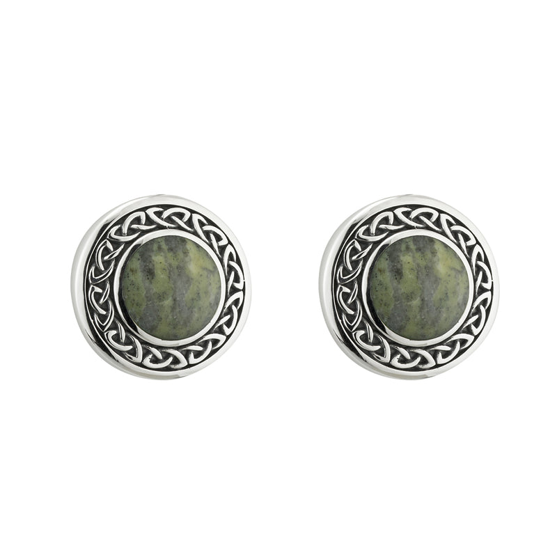 Connemara Marble Round Celtic Stud Earrings – Handmade Irish Jewelry for Women | Perfect for St. Patrick's Day, Weddings & Gifts