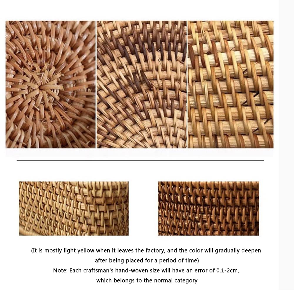 Hand Woven Rattan Serving Tray with Handle - Natural Wicker Coffee Tray for Breakfast, Tea, Drinks & Snacks - Perfect for Dining Table, Bedroom, or Outdoor Picnic Use