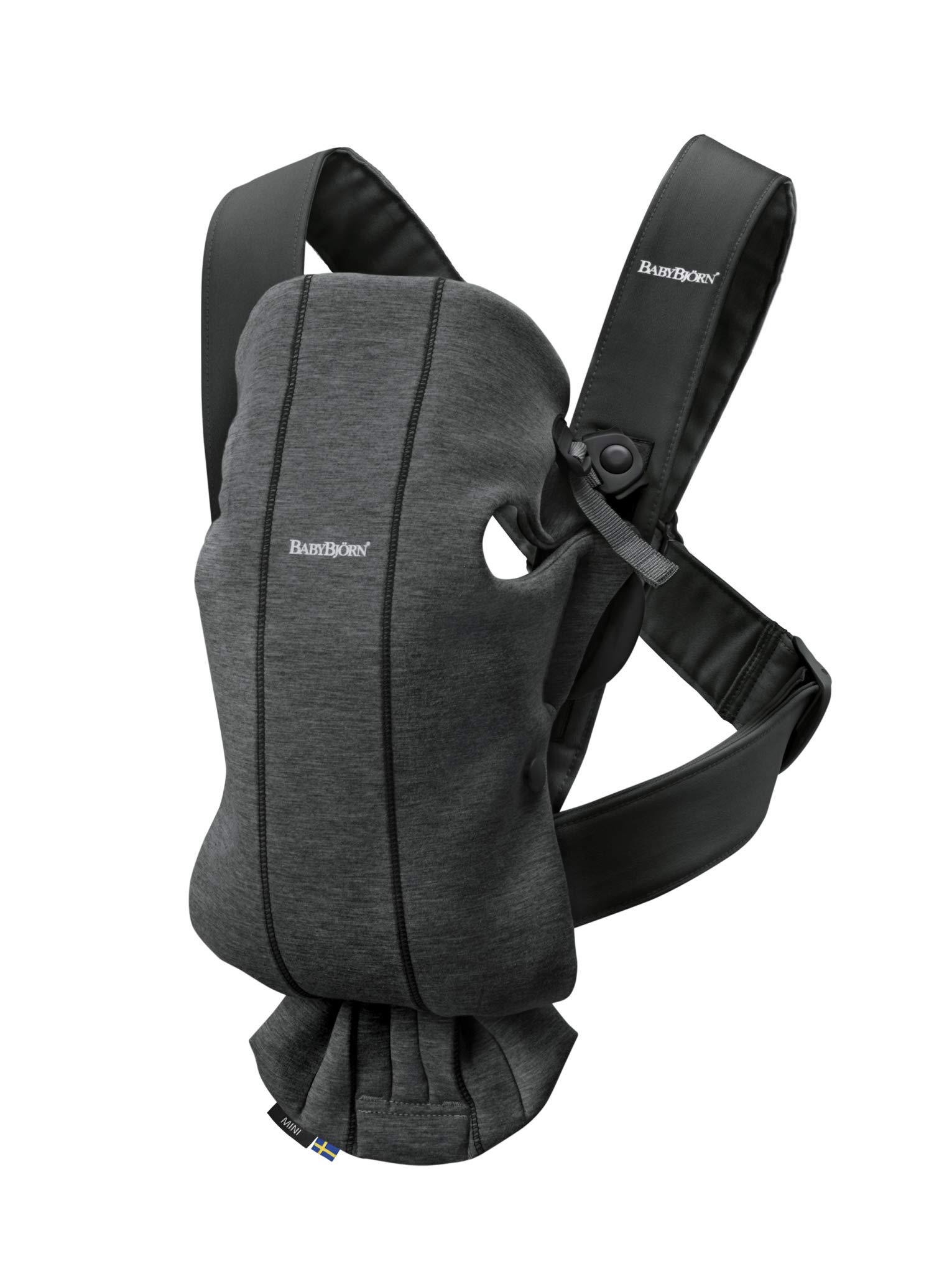 BabyBjörn Baby Carrier Mini - Charcoal Gray 3D Jersey Infant Carrier (7-25 lbs) | Ergonomic & Easy-to-Use Newborn Baby Wrap for Hands-Free Parenting, Travel & Outdoor Adventures