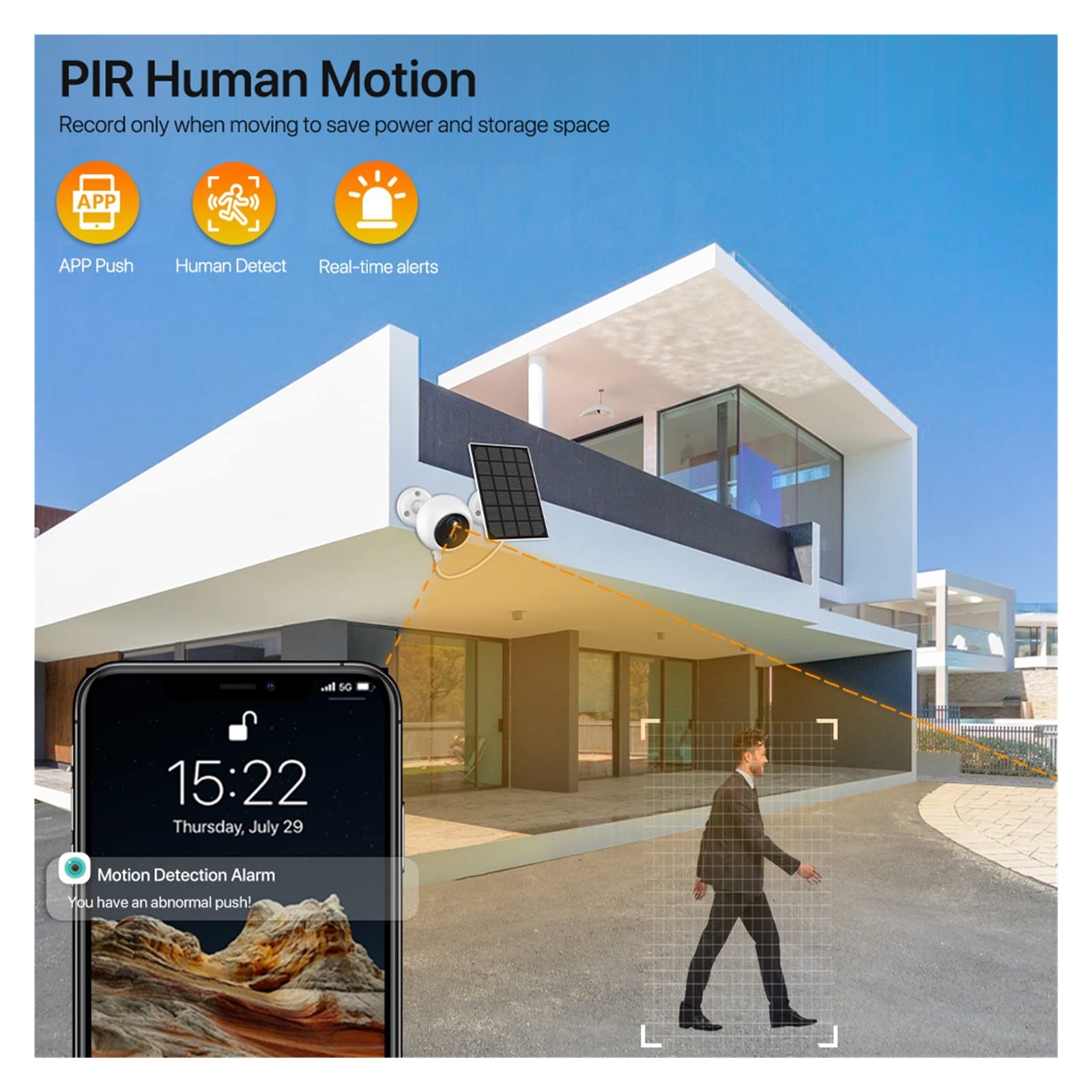 2K Solar Security Camera Outdoor - Wireless WiFi IP Camera with Rechargeable Battery, PIR Motion Detection & 3MP Video Surveillance (Includes Solar Panel & 32GB Storage) - Ideal for Home Security, Backyard Monitoring, and Property Protection