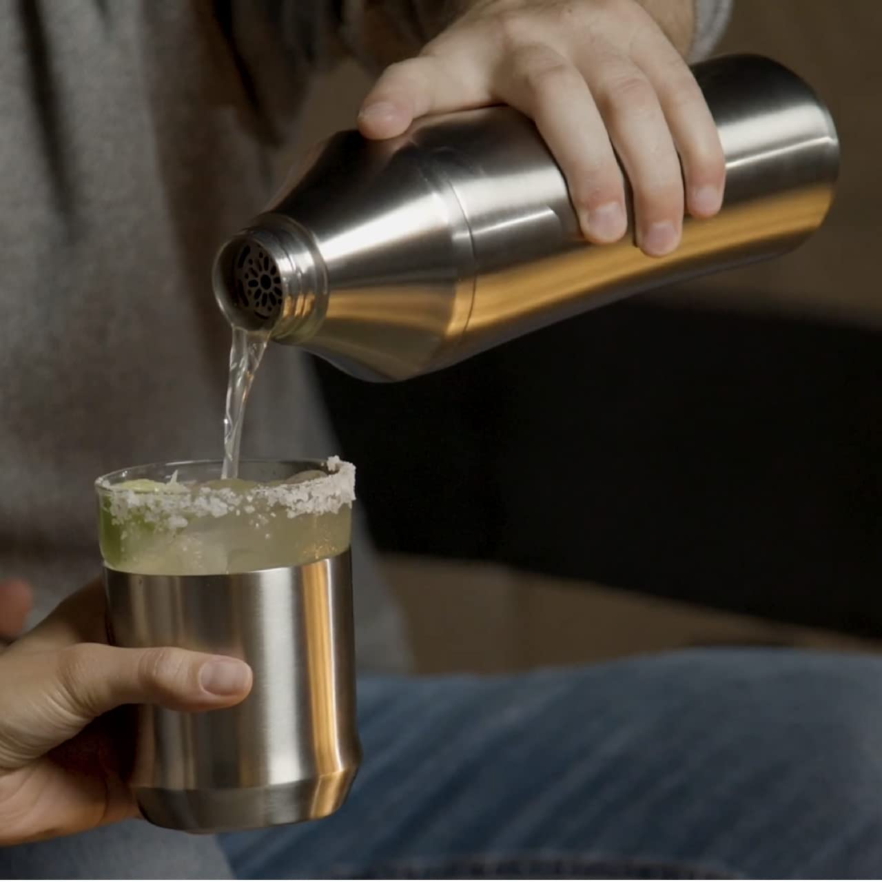 Premium Vacuum Insulated Hybrid Cocktail Shaker Set with Steel Base & Removable Glass Insert - Home Bar Essential Bundle for Mixing Cocktails - Perfect for Bartenders, Home Entertaining & Gifts (Includes Innovative Measuring System)
