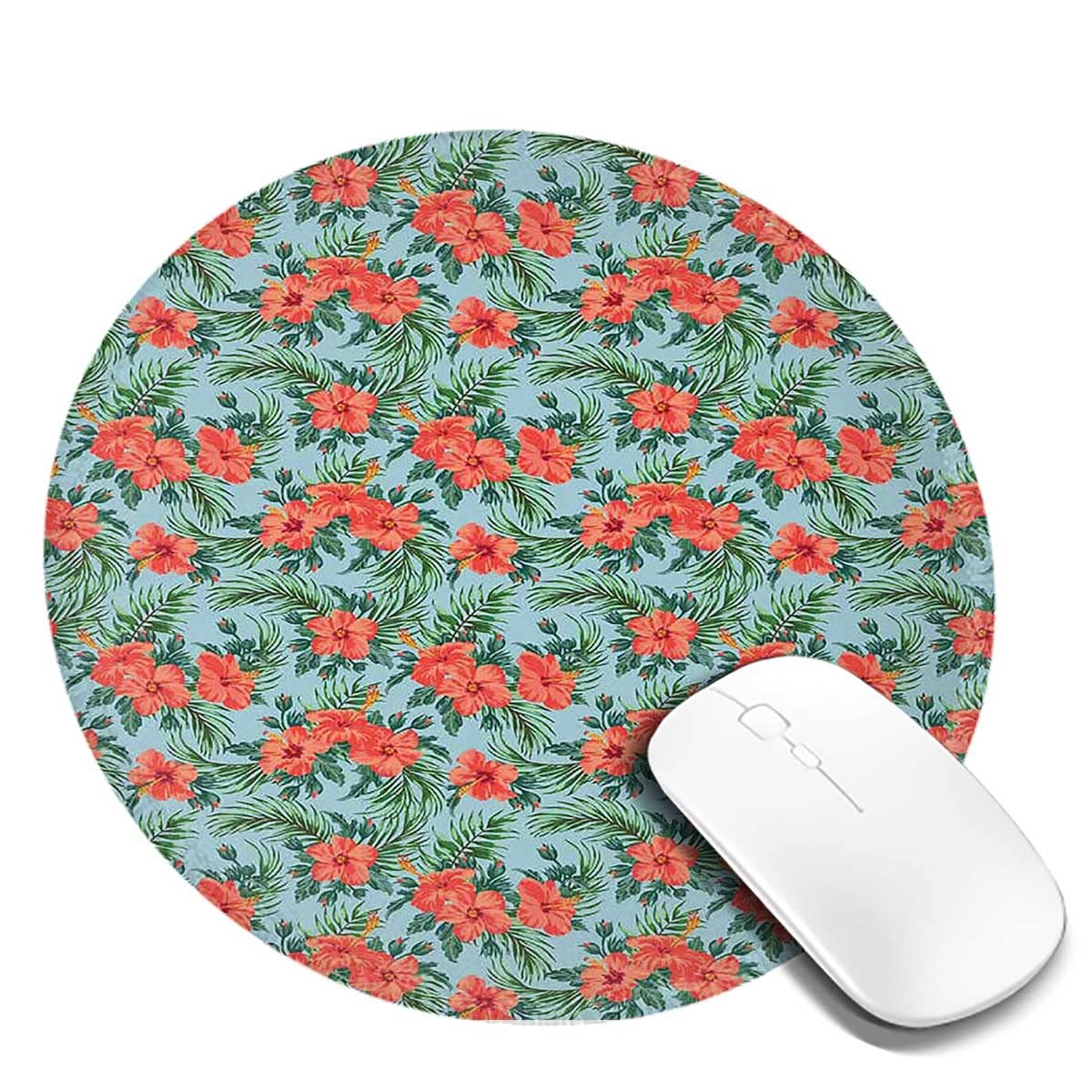 Modern Round Gaming Mouse Pad - Non-Slip Rubber Base, Waterproof, 7.9×7.9×0.12 Inches (2-Pack) - Perfect for Office, Home & Gaming Setup - Summer Aloha Pattern Design