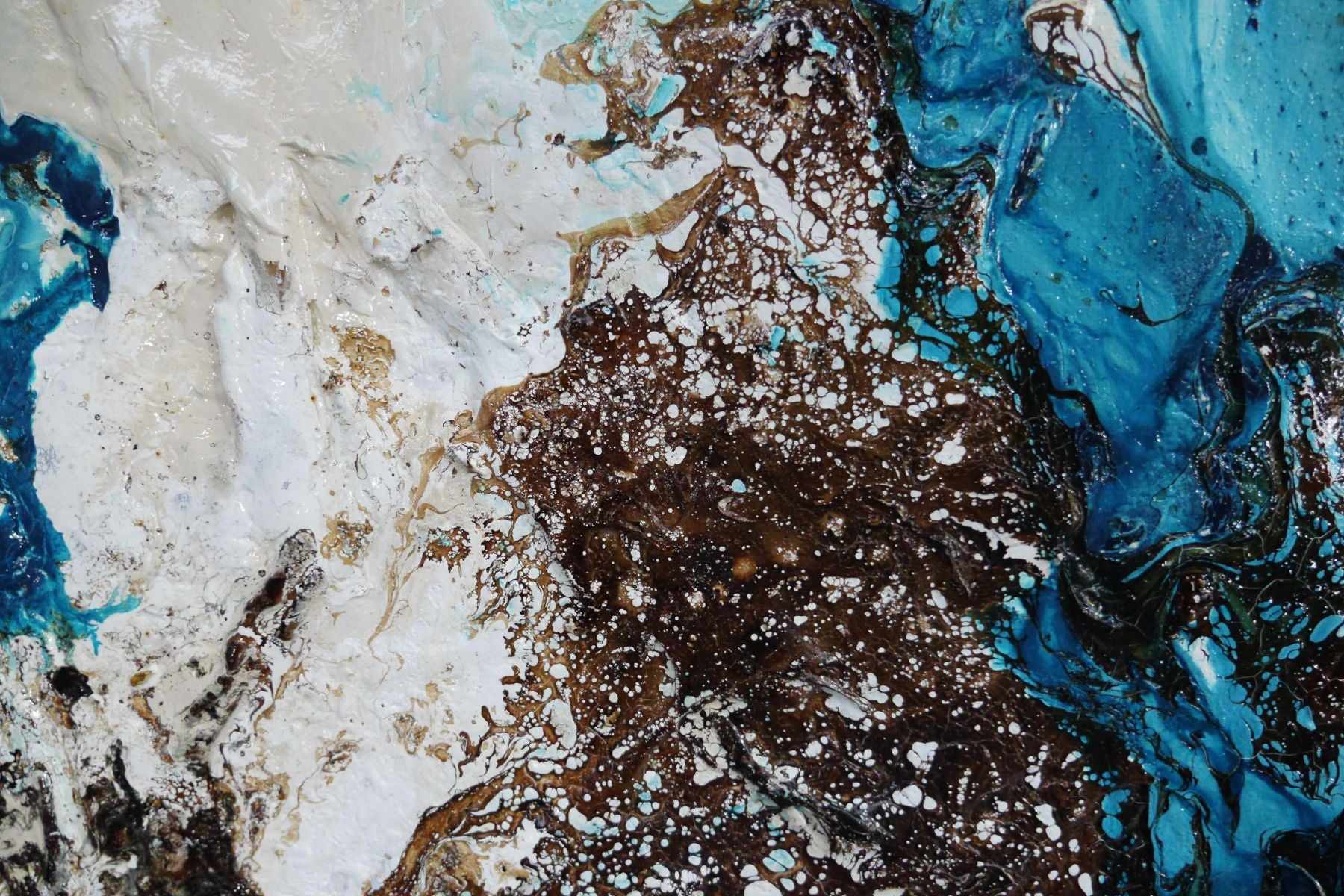 240cm x 100cm Blue Honey Textured Abstract Canvas Painting - Modern Wall Art for Living Room, Bedroom & Office Decor