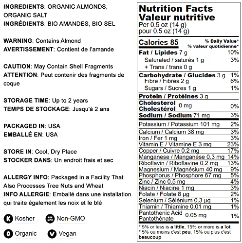 Food to Live Organic Dry Roasted Whole Almonds with Himalayan Salt - 5 lbs | Non-GMO, Vegan, Kosher Snack | High Protein & Essential Fatty Acids | Perfect for Healthy Snacking, Baking & Trail Mixes