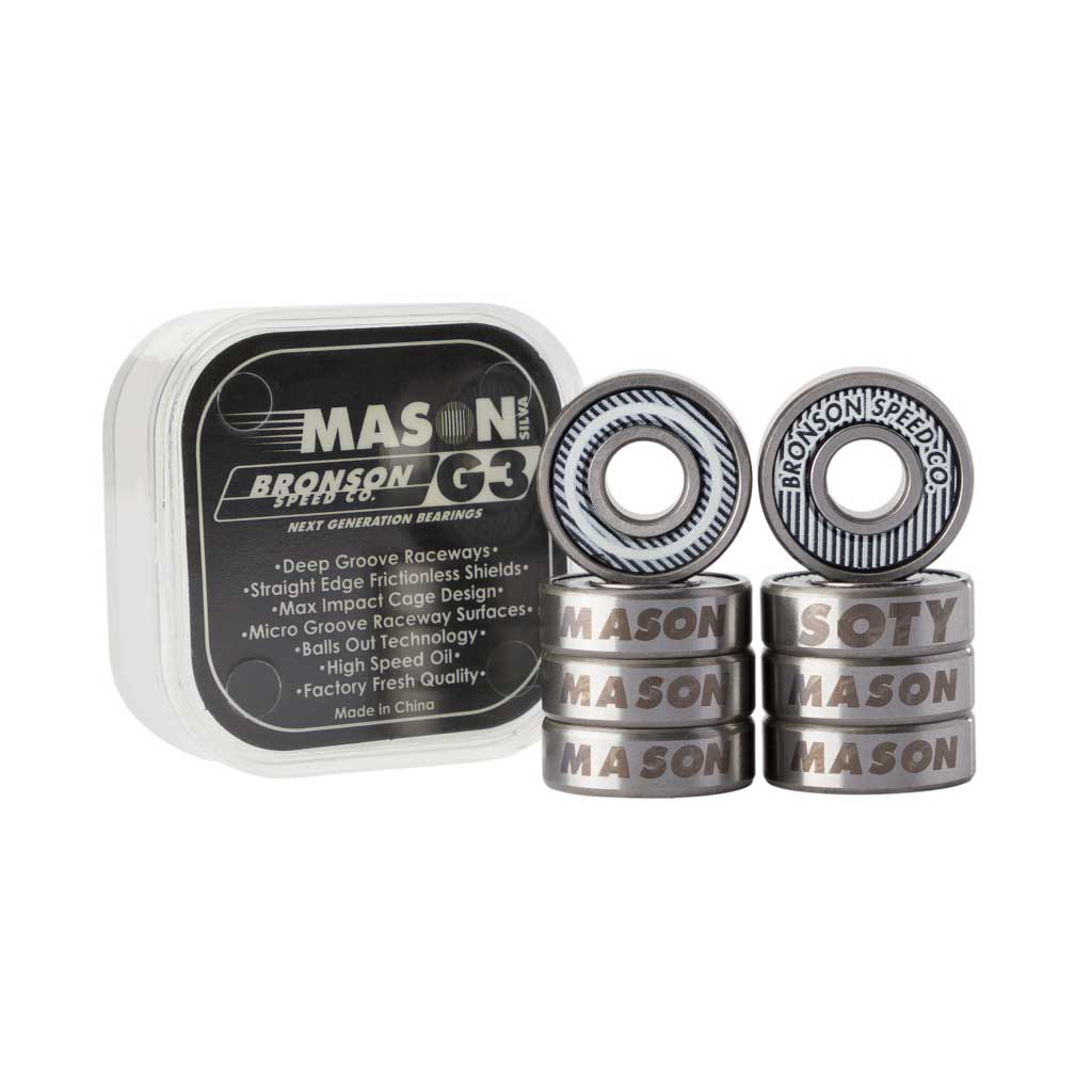 Bronson Mason Silva G3 Pro Bearings - High Performance Skateboard Bearings for Smooth Riding & Long Distance Cruising - Perfect for Street Skating, Park Riding & Commuting