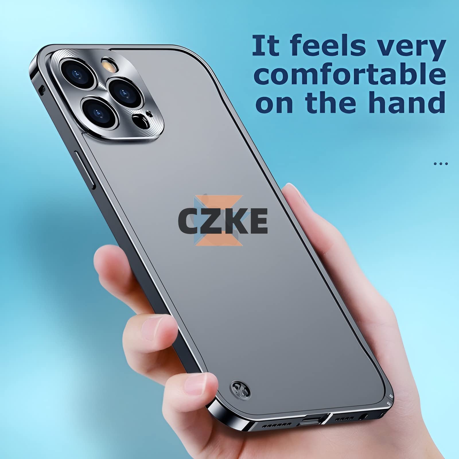 Premium CZKE Matte Shockproof Metal Frame Phone Case for iPhone 11 Pro Max & 12 - Luxury Bumper Cover with Lens Protection (Black) | Durable Protection for Work, Travel & Outdoor Activities