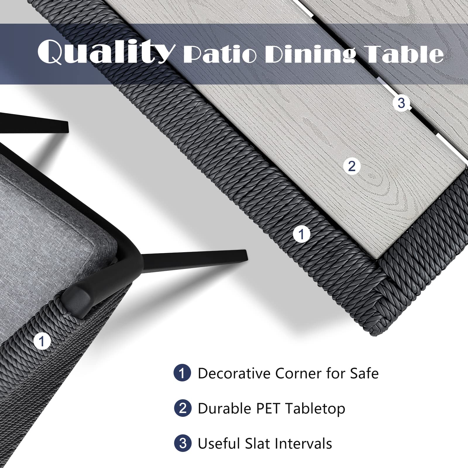 7-Piece All-Weather Patio Dining Set for 6 - Outdoor Wicker Table & Chairs with Cushions & Pillows, Grey - Perfect for Backyard BBQs, Garden Parties & Poolside Entertaining