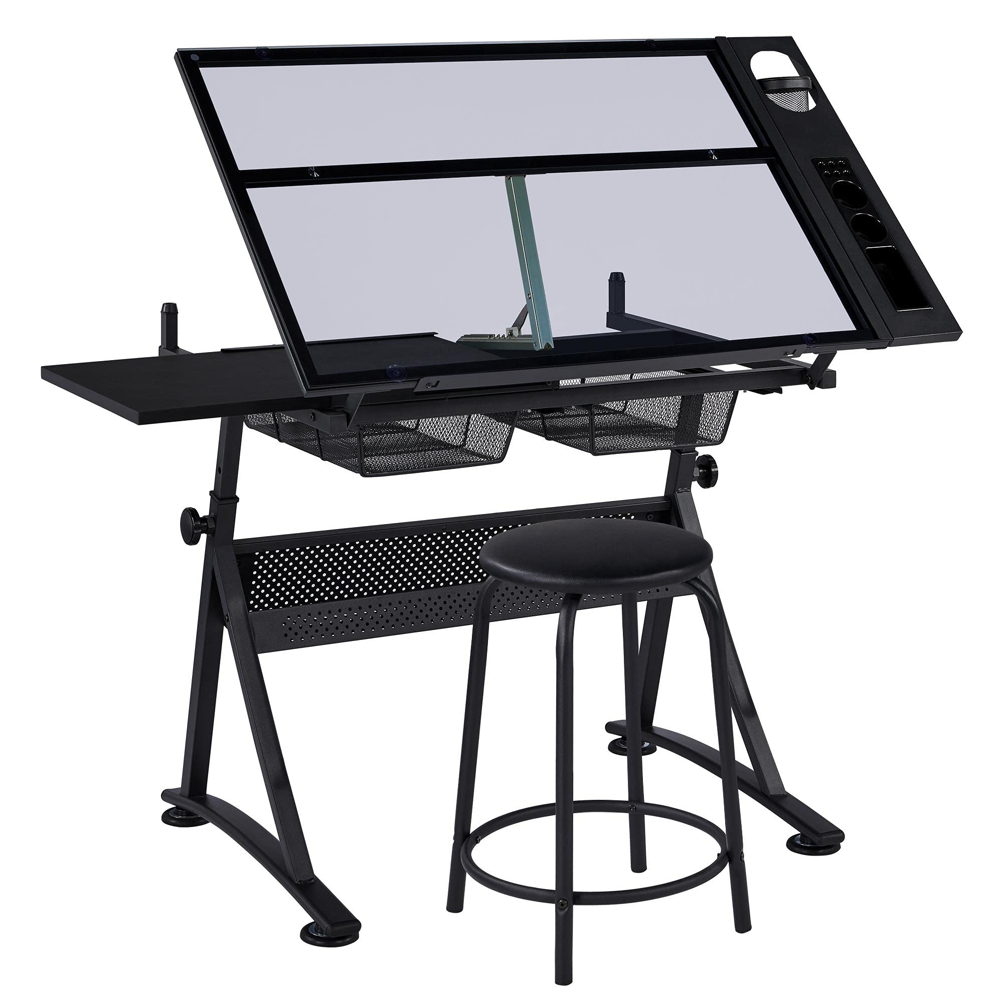 Yaheetech Adjustable Drafting Table with Stool - Art Desk for Painting & Crafting at Home
