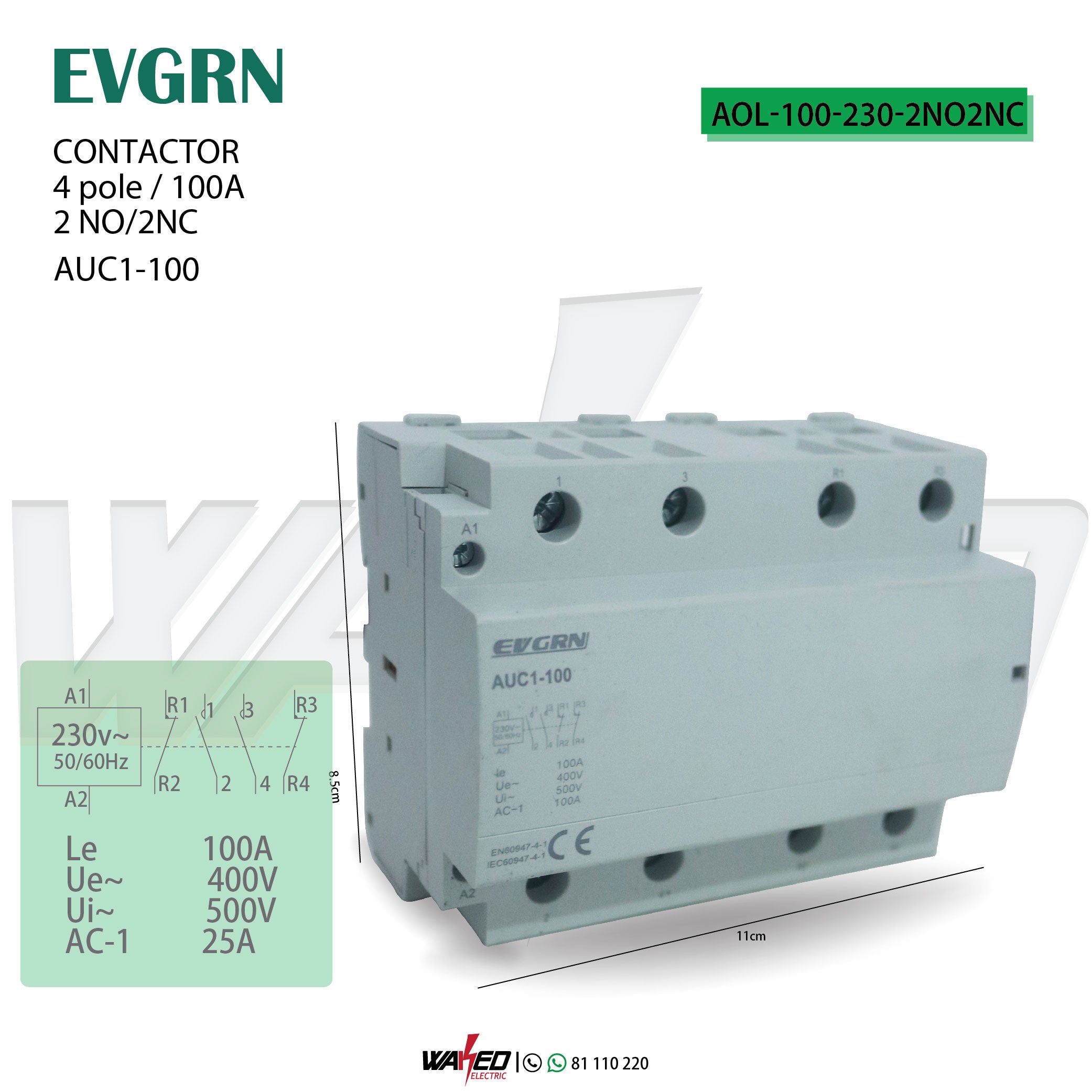 4P100A 2NO/2NC Electrical Contactor - Heavy Duty 100Amp 4 Pole Relay for Industrial & Commercial Use in HVAC, Motor Controls & Power Distribution