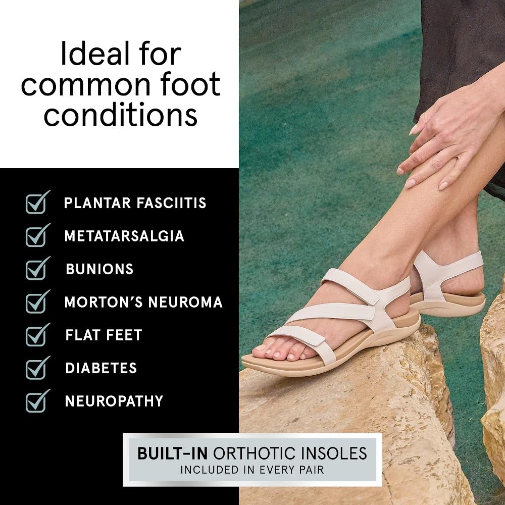 ABEO Women's Oasis Orthopedic Sandals with Arch Support - Plantar Fasciitis Relief Comfortable Wedge Heel Summer Sandals for Walking, Travel & Beach (Blue)
