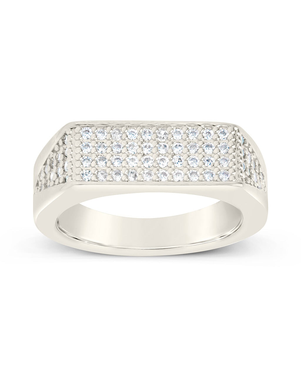Men's CZ Bar Signet Ring - Sterling Silver Cubic Zirconia Statement Jewelry for Men | Perfect for Weddings, Gifts & Everyday Wear