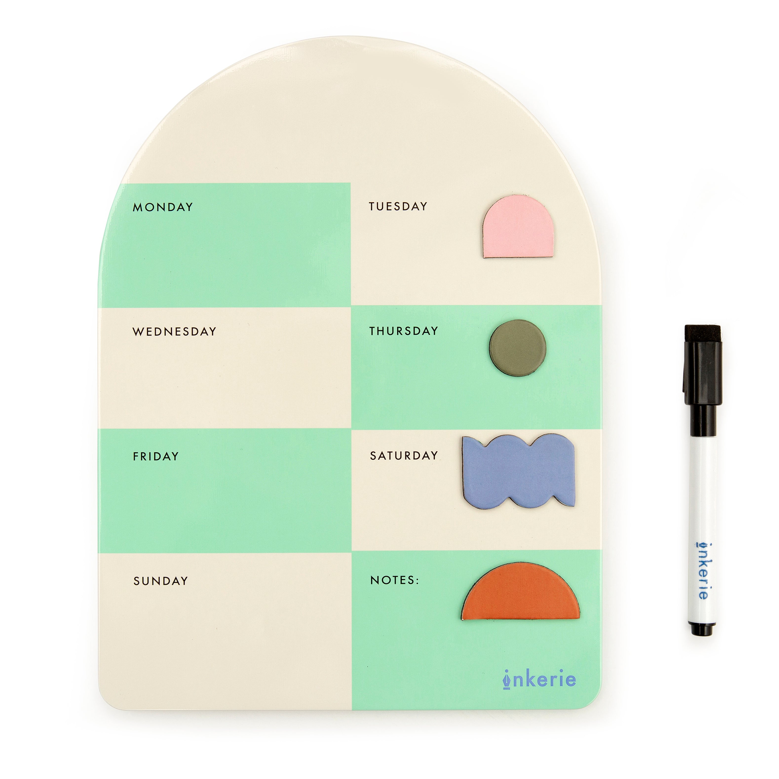 Inkerie Magnetic Dry Erase Weekly Memo Board - 11x17 Inch Whiteboard Calendar for Office, Home & School - Perfect for Scheduling, Planning & Organizing Tasks